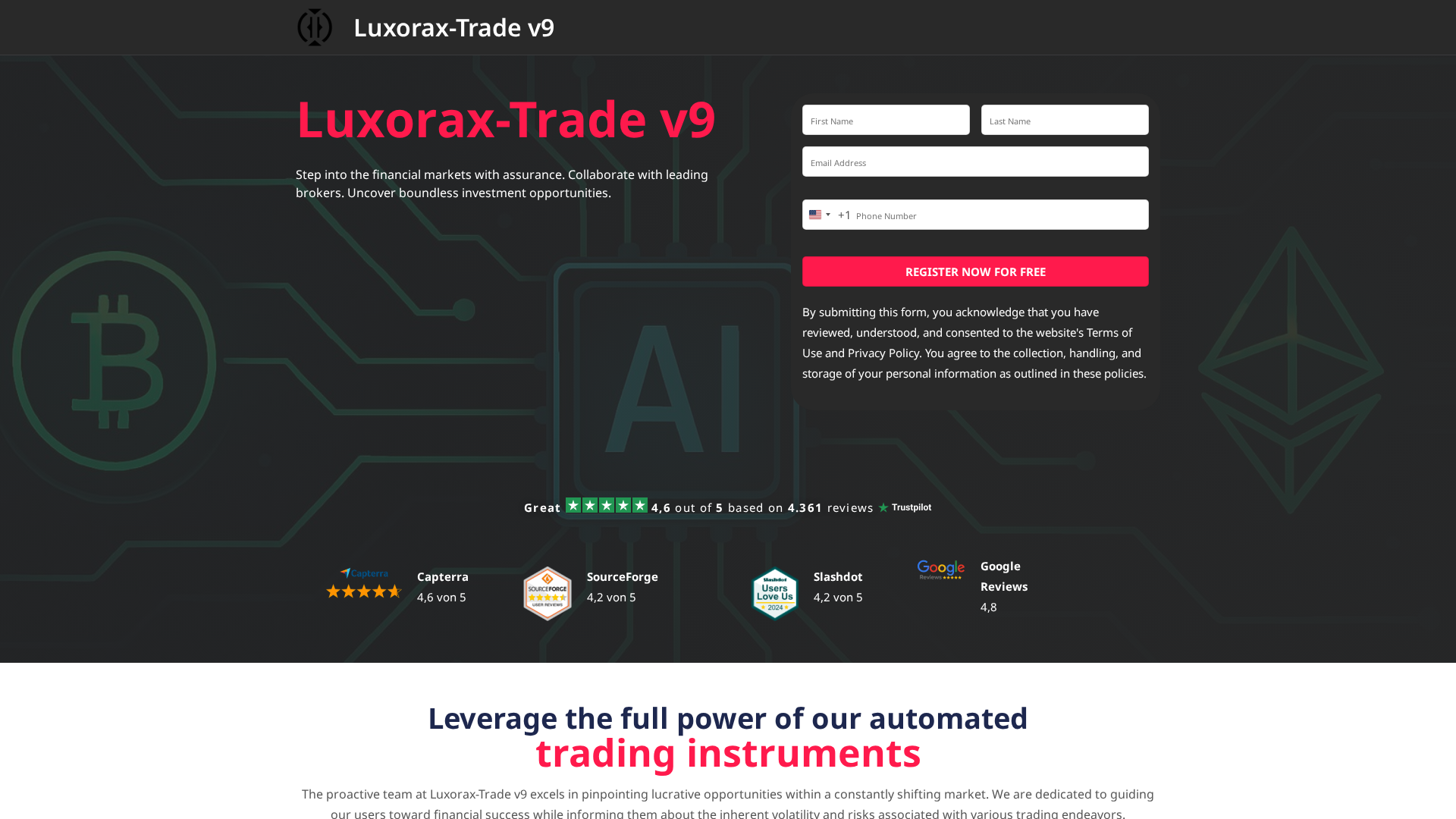 Screenshot of luxorax-tradev9.com