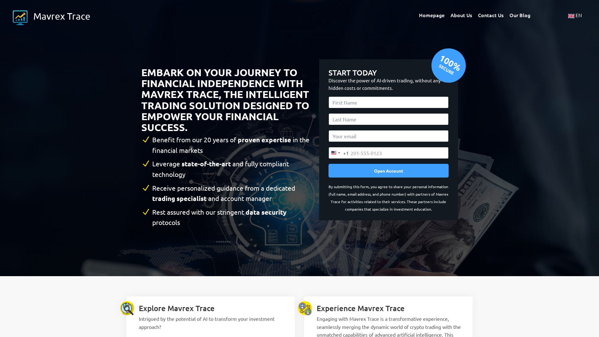 Screenshot of mavrextrace.com