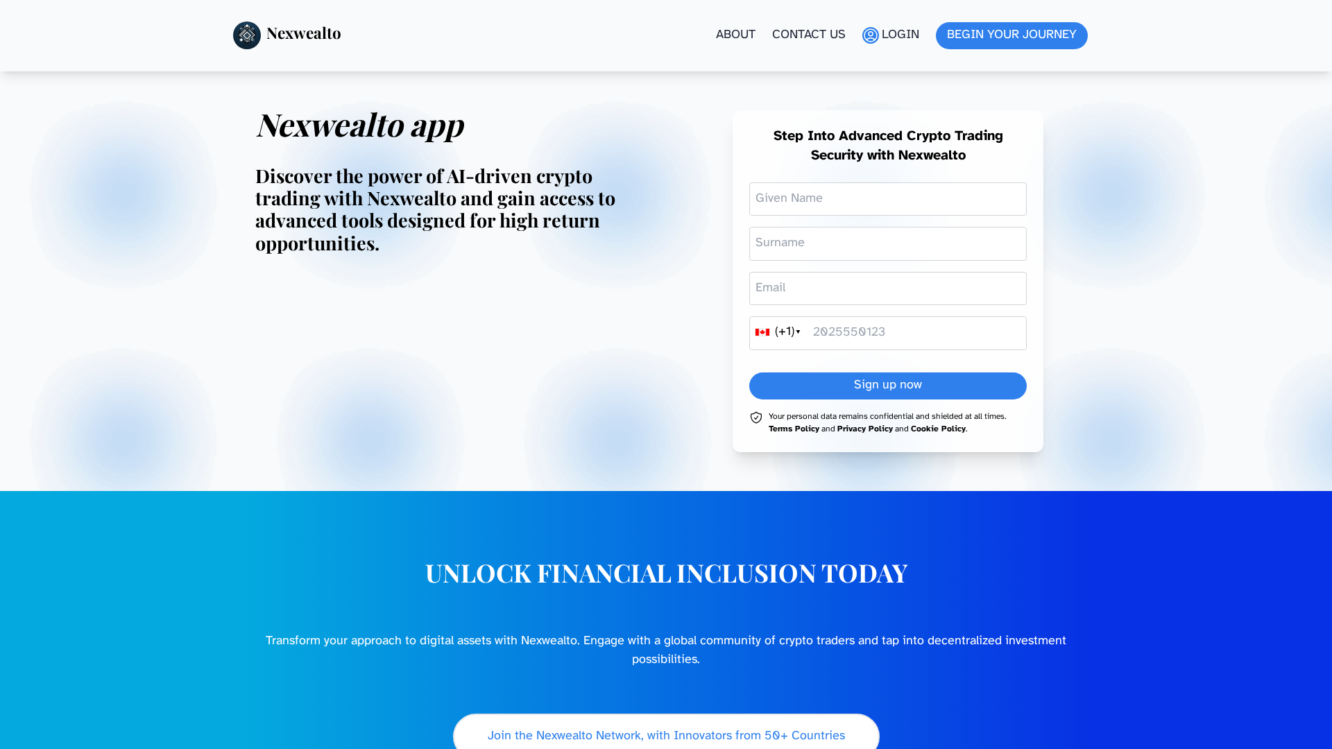 Screenshot of nexwealtoapp.com