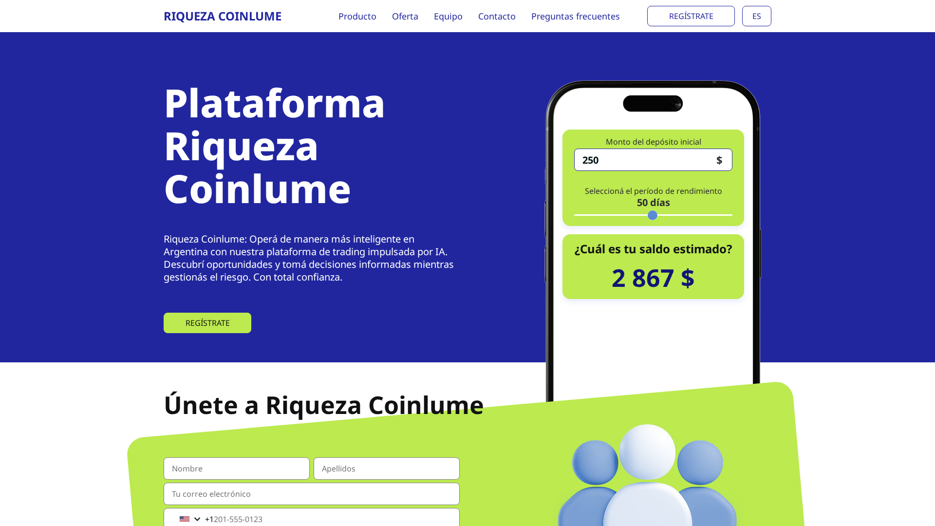 Screenshot of riqueza-coinlume.com