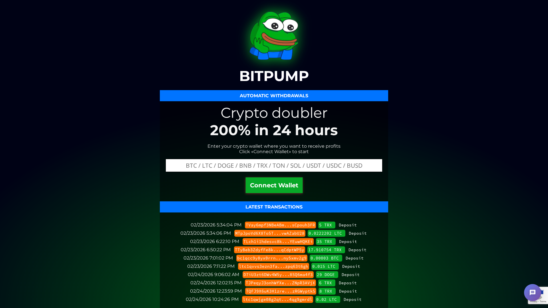 Screenshot of bitpump.cc