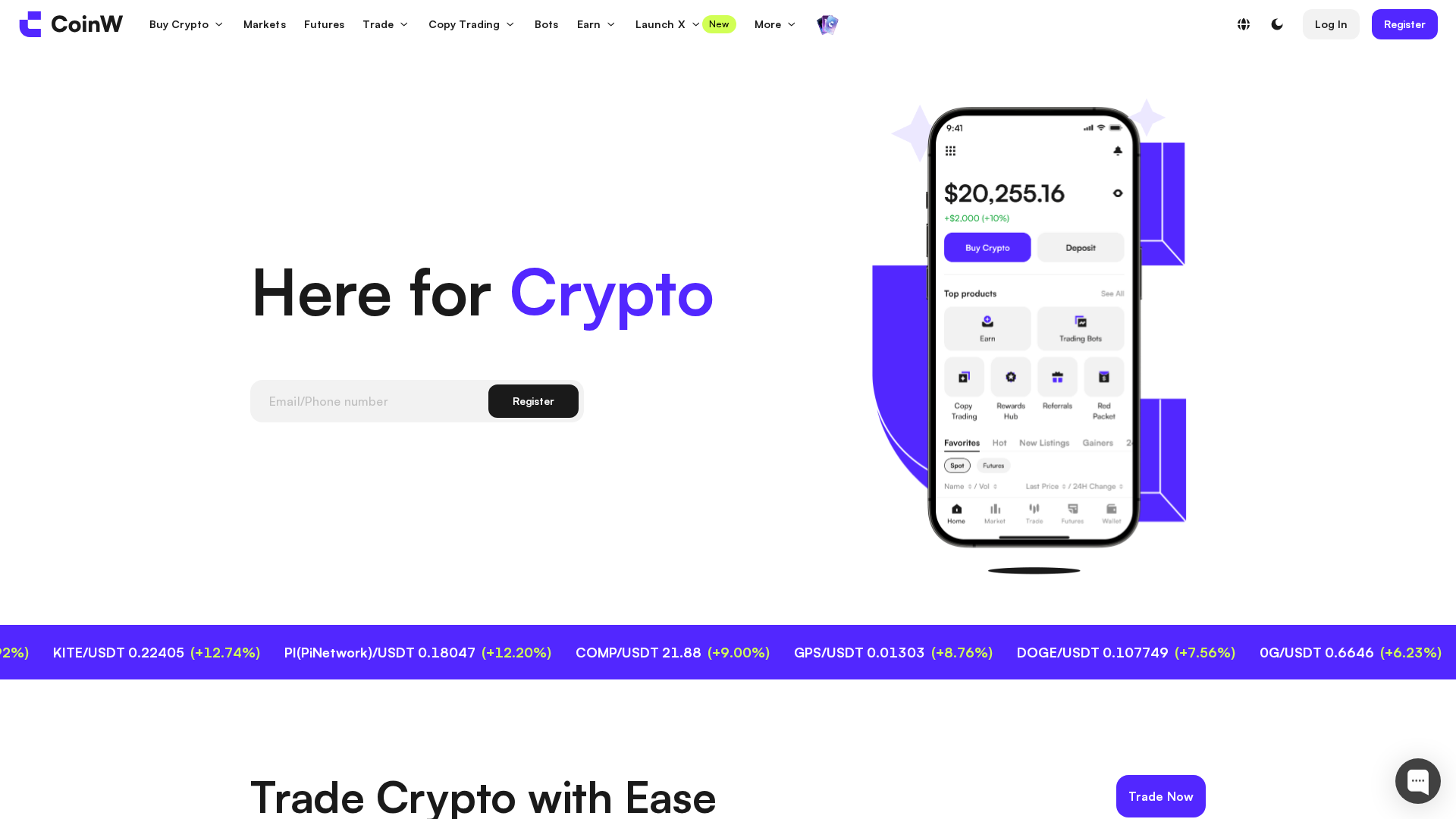 Screenshot of thecoinw.com