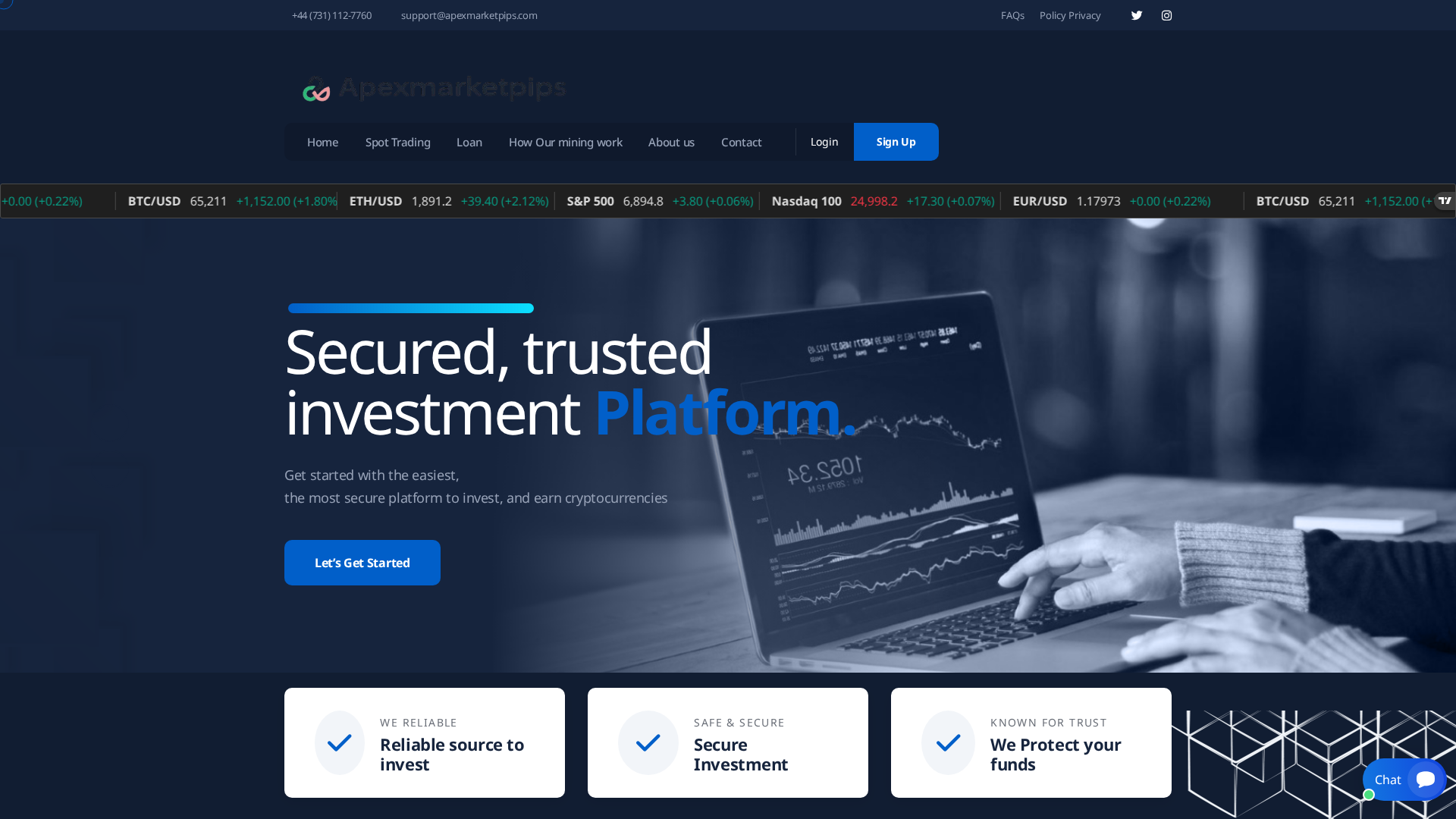 Screenshot of apexmarketpips.com