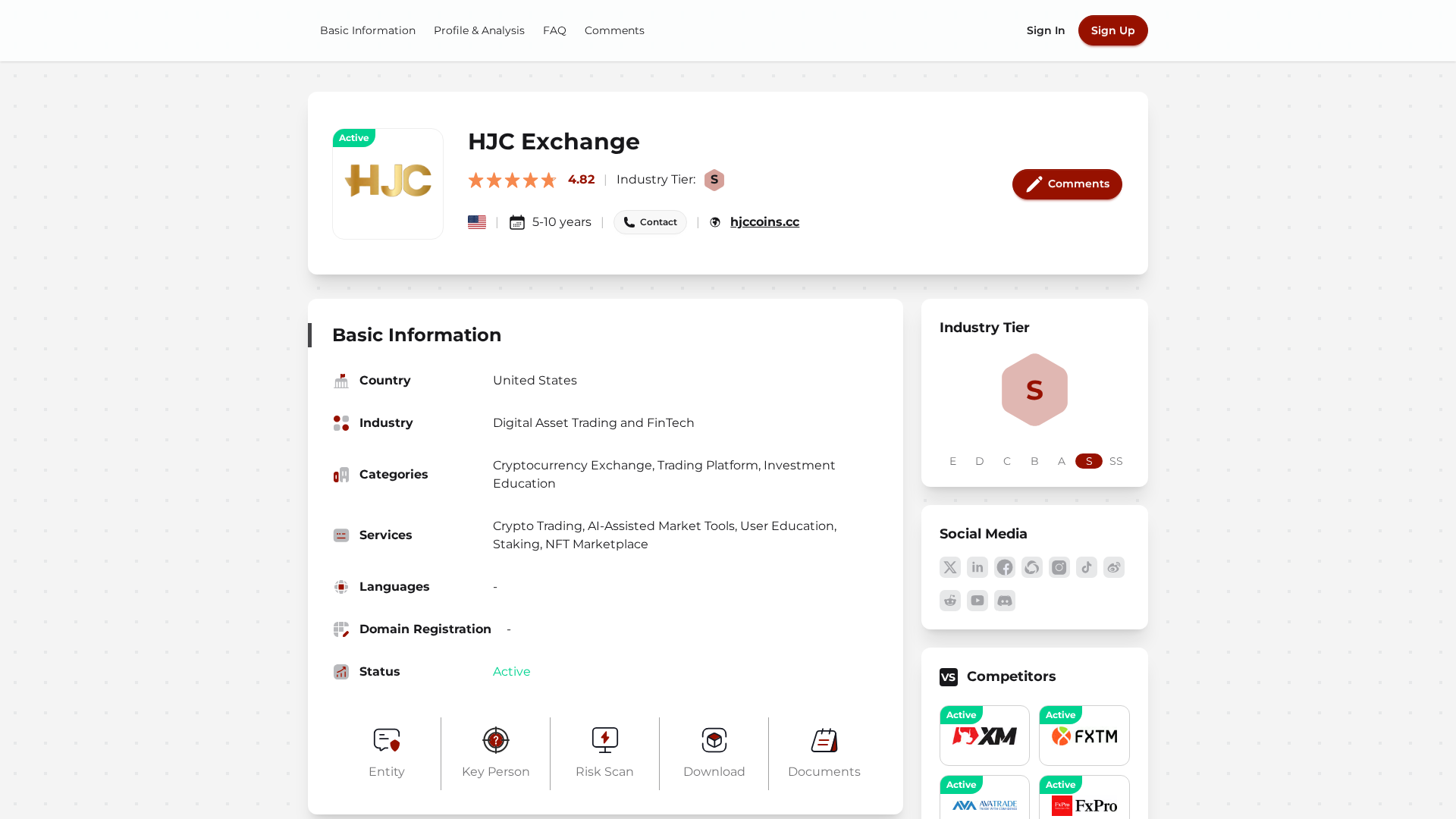 Screenshot of hjc.exchange