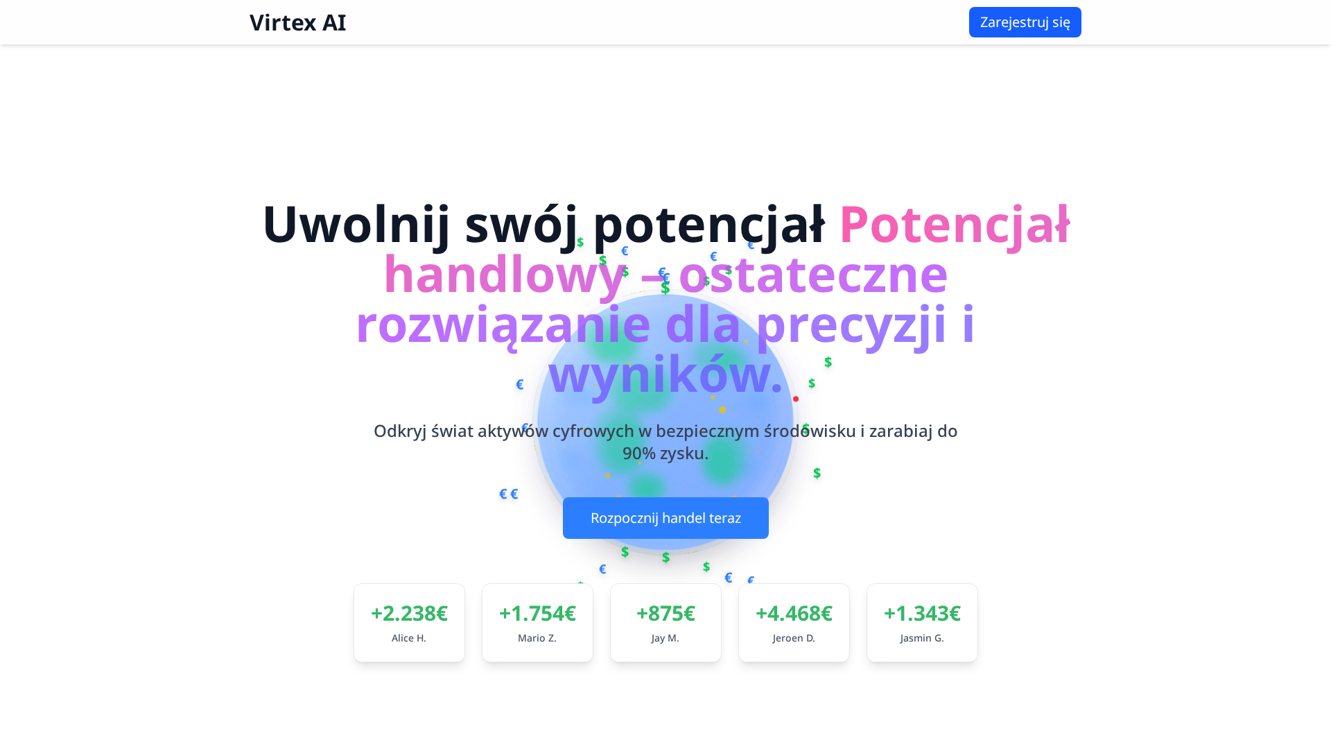 Screenshot of virtex-ai.net
