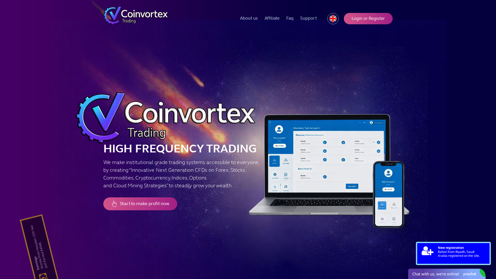 Screenshot of coinvortextrading.com