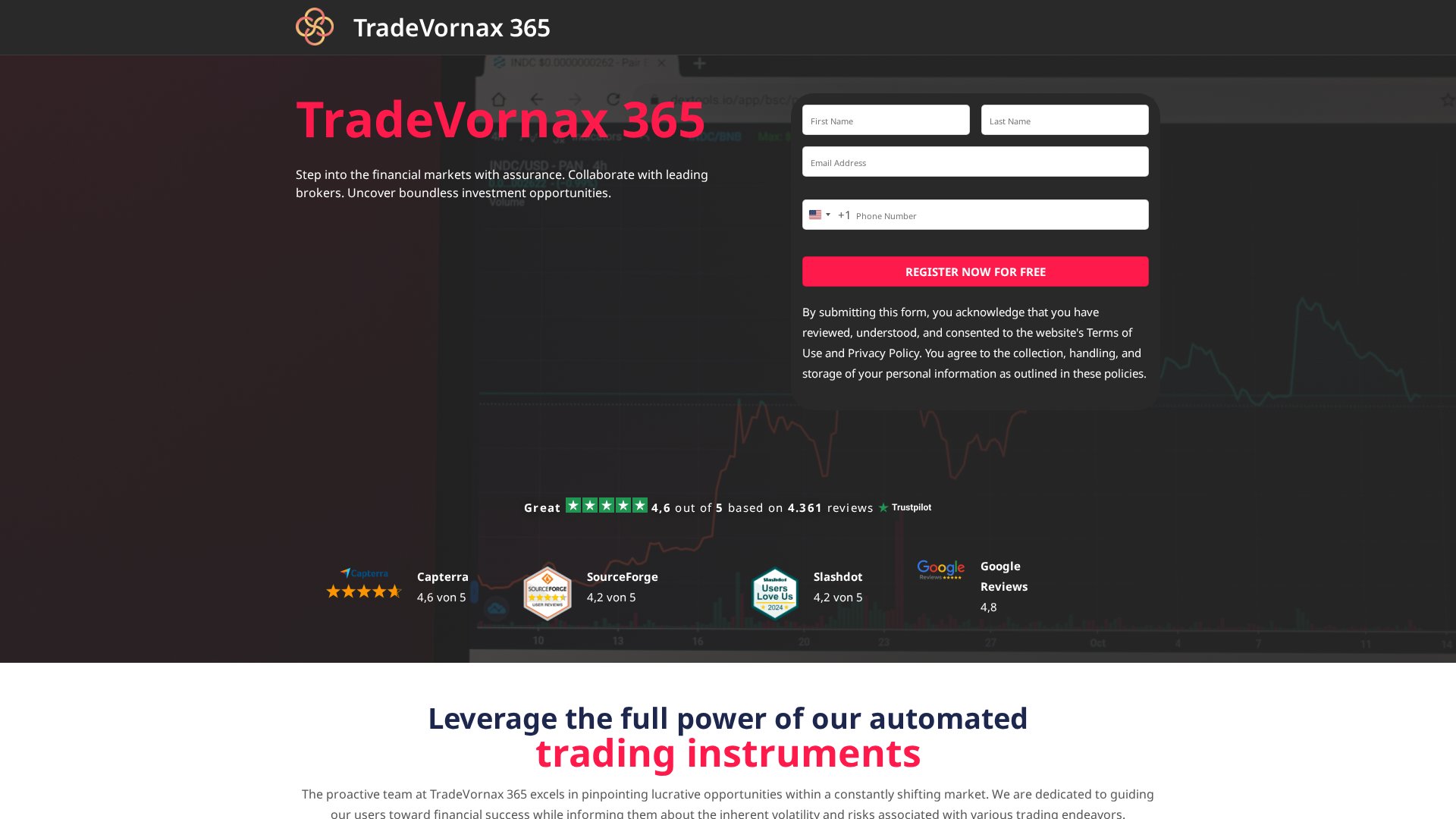 Screenshot of tradevornax365.com