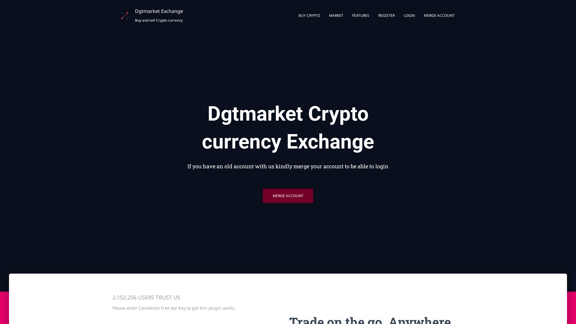 Screenshot of dgtmarket.exchange