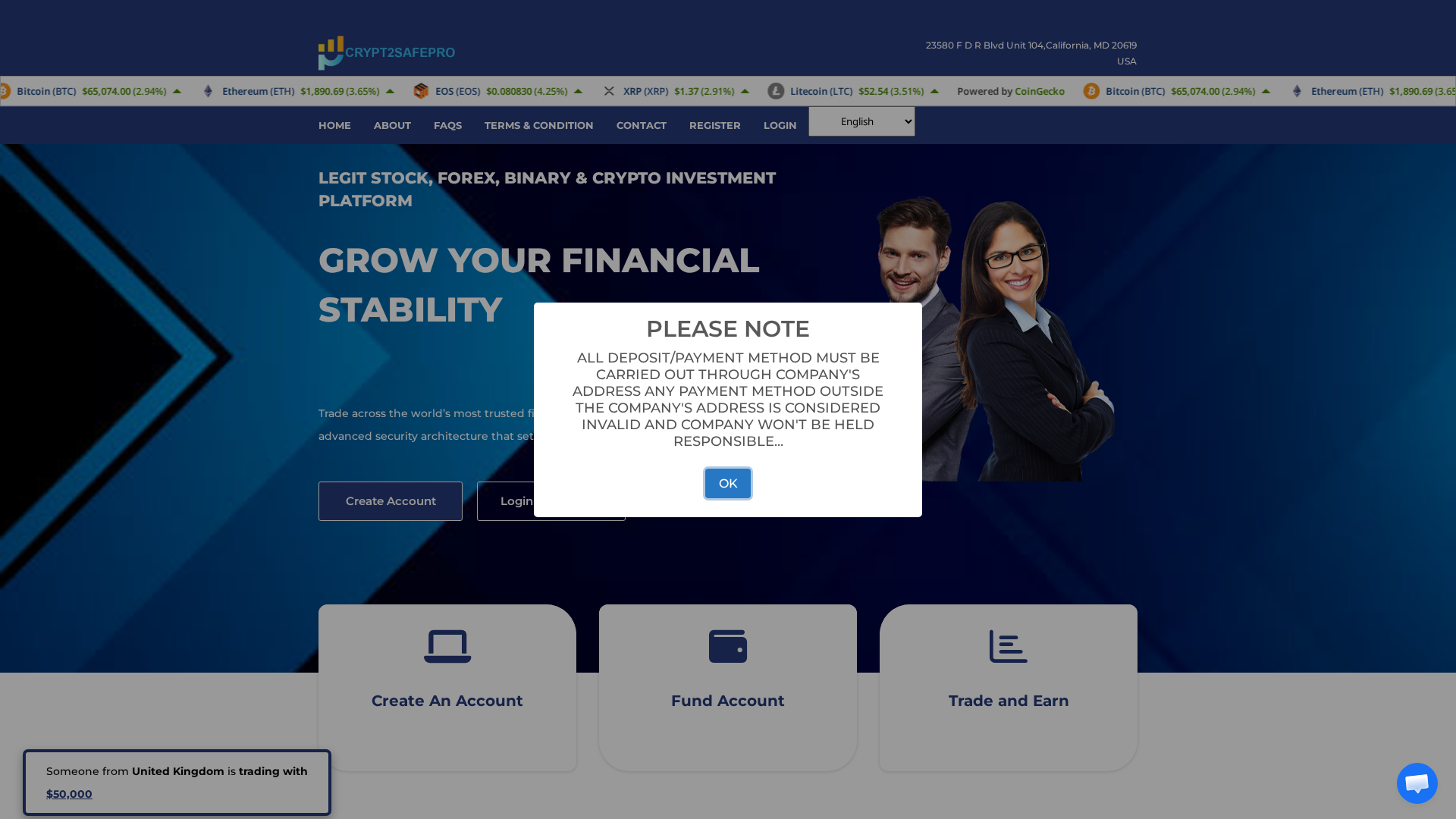 Screenshot of crypt2safepro.com