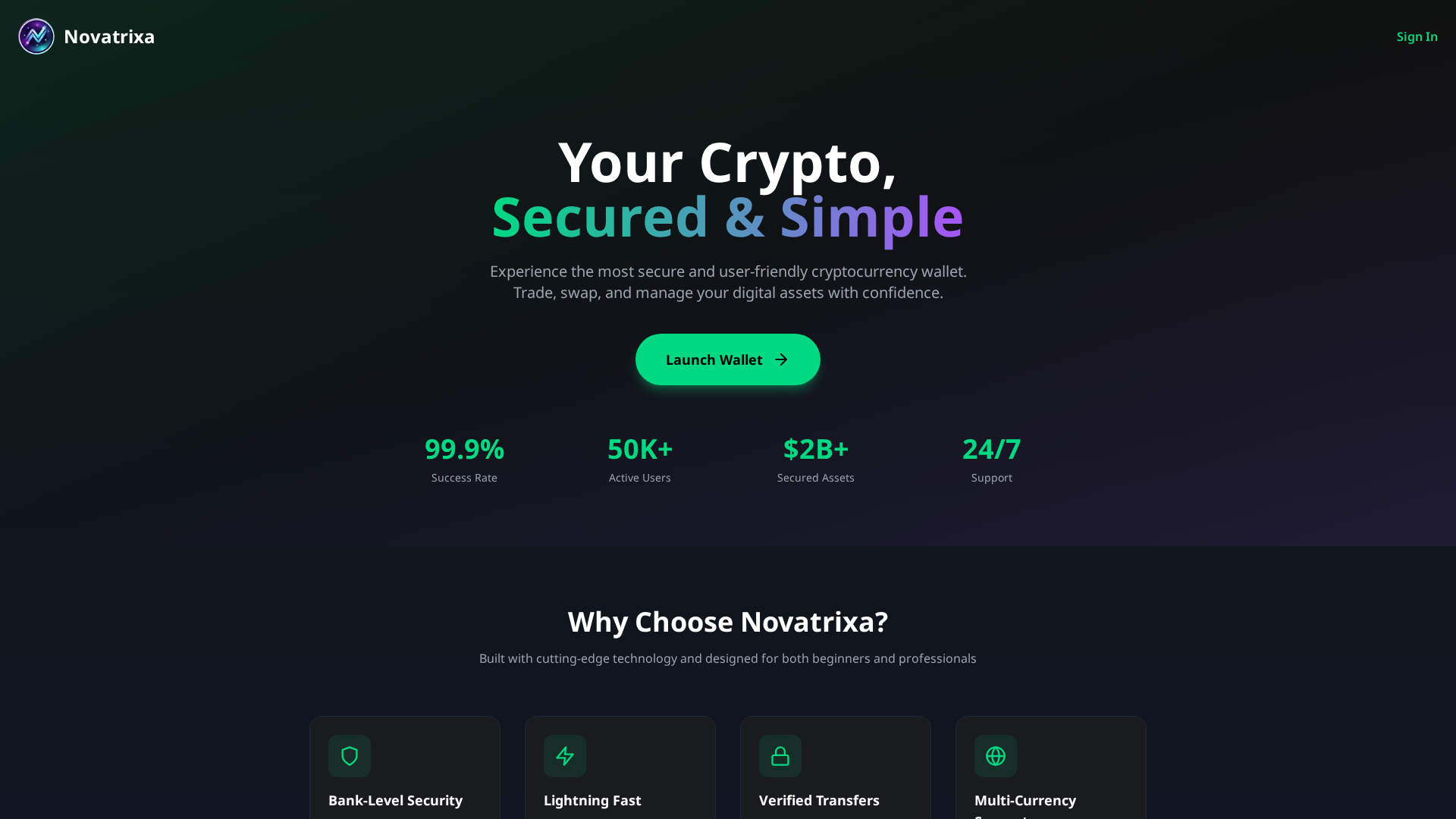 Screenshot of novatrixawallet.com