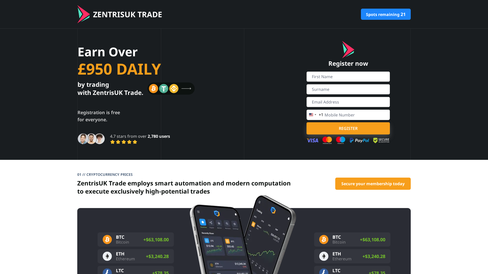 Screenshot of zentrisuktrade.co.uk