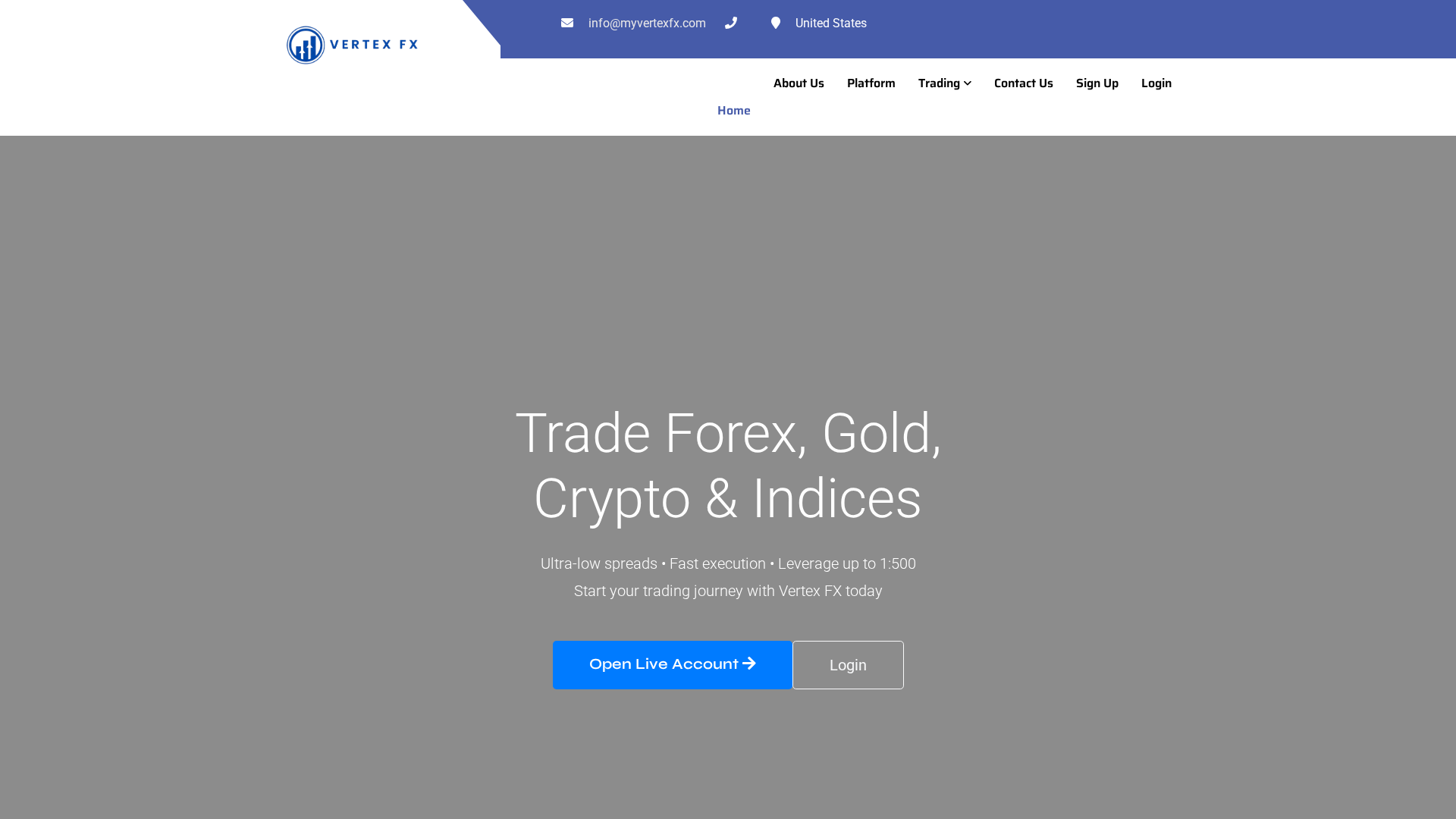 Screenshot of myvertexfx.com
