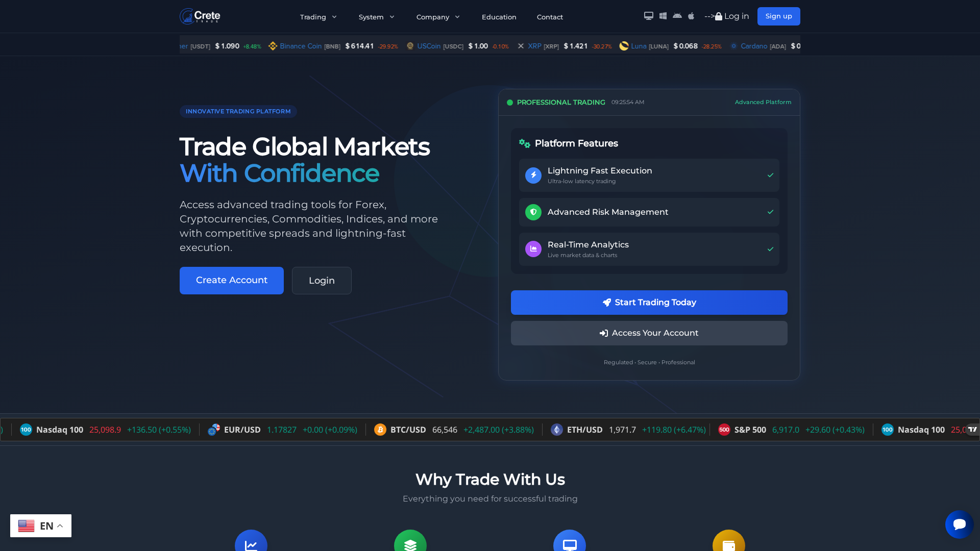 Screenshot of cretetrades.com