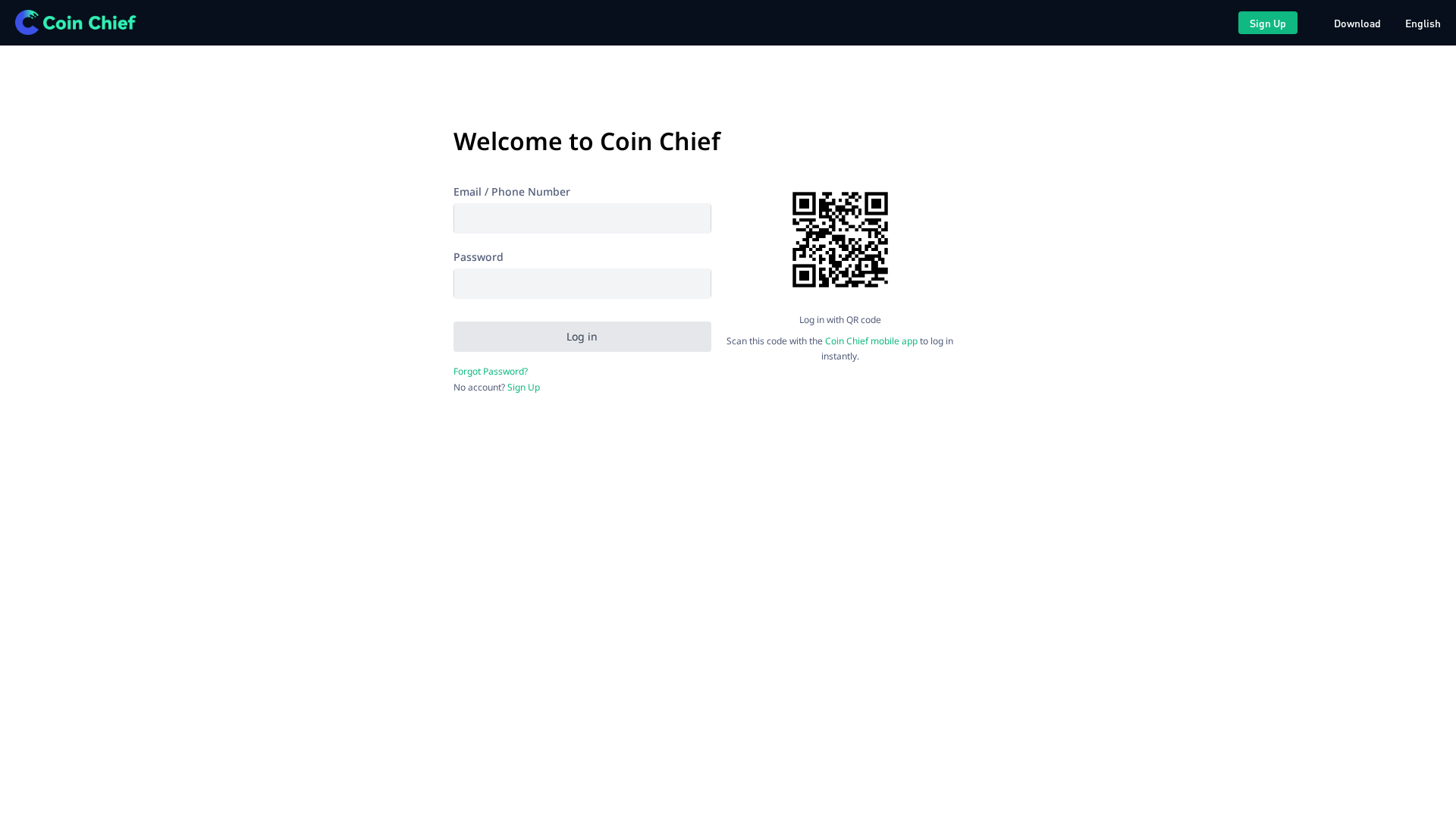 Screenshot of coinchief-login.com