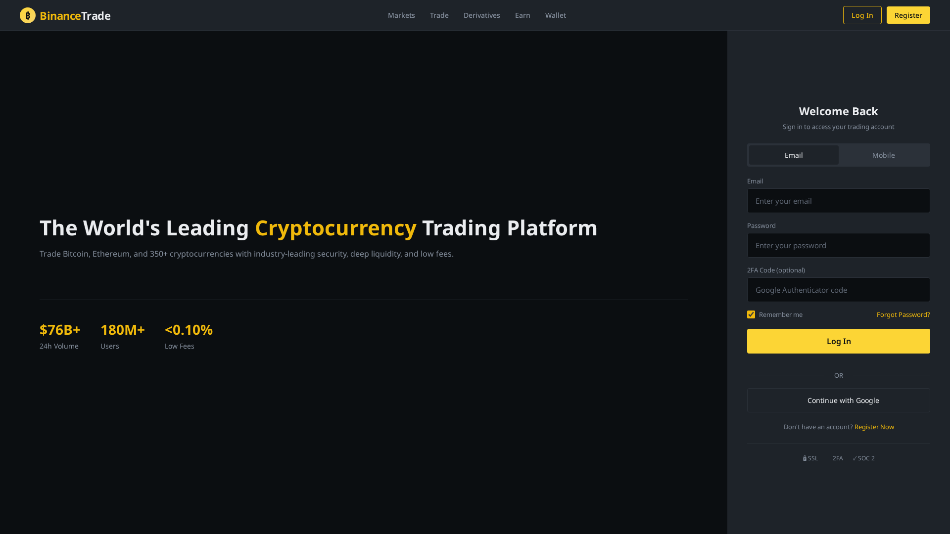 Screenshot of binancetrade.trade