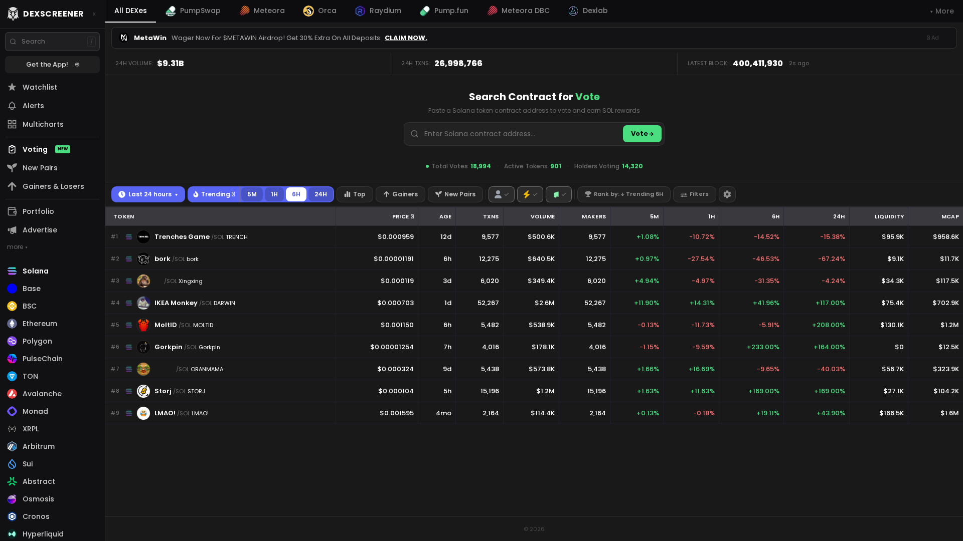 Screenshot of vote-dexscreener.com