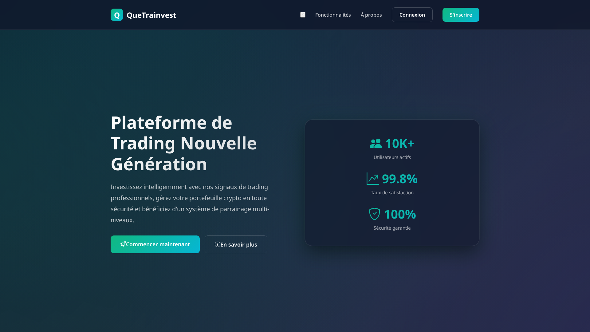 Screenshot of quetrainvest.site
