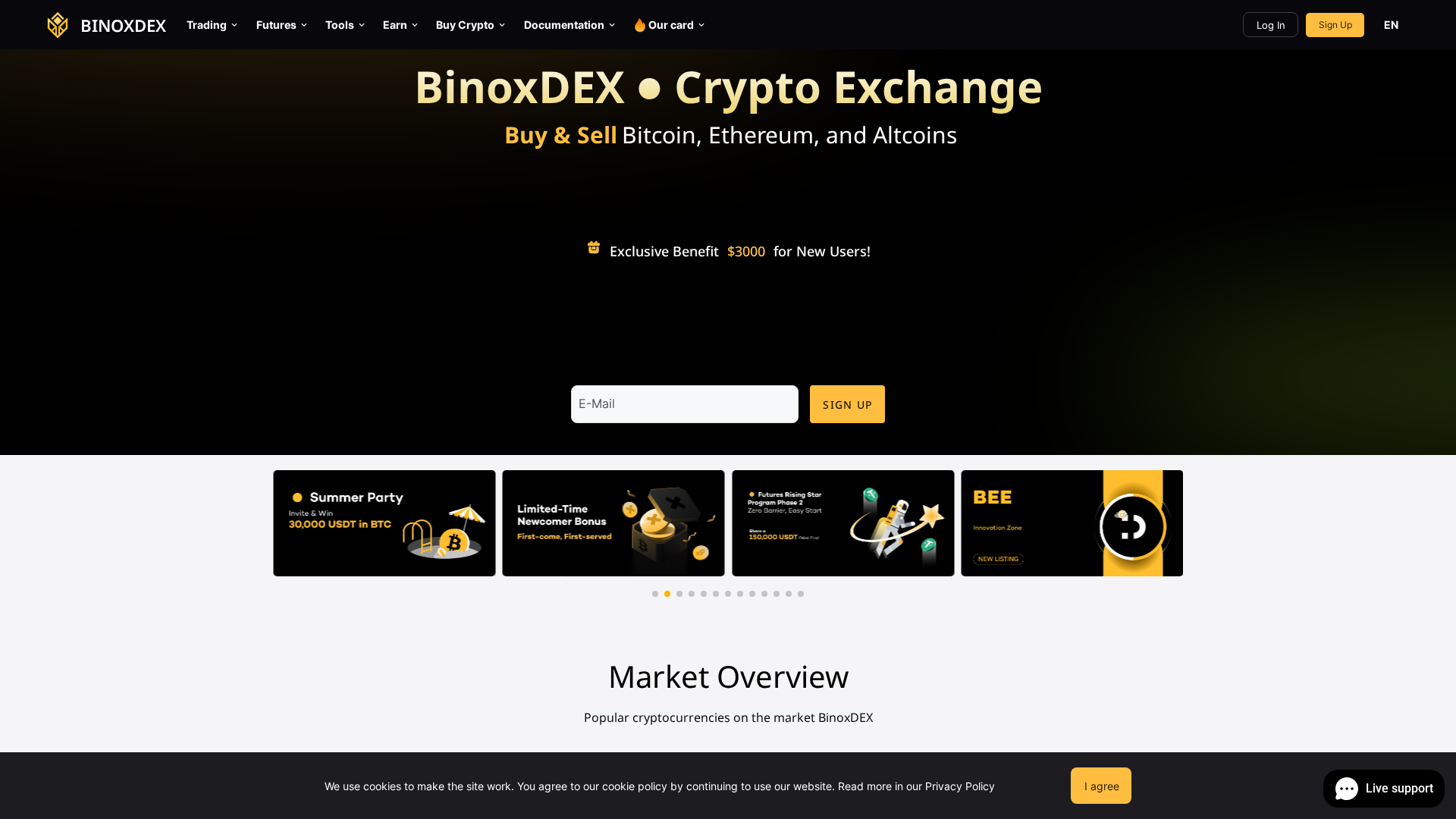 Screenshot of binoxdex.net