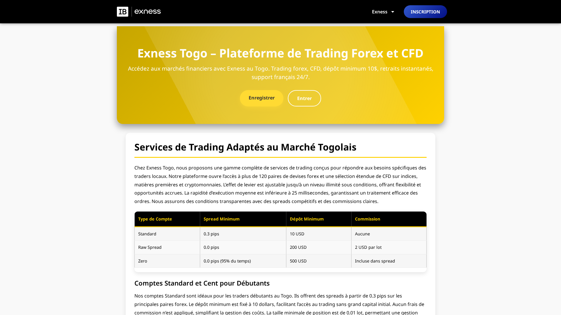 Screenshot of extrading-togo.com