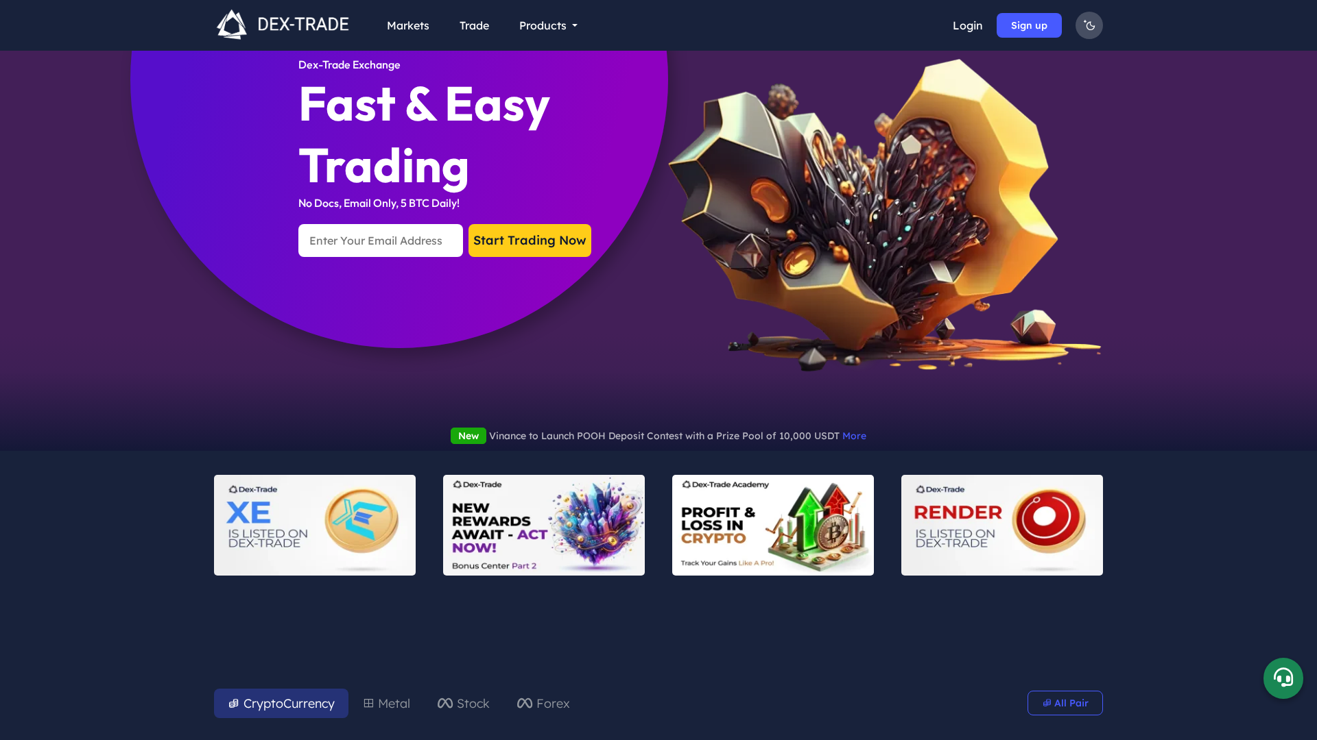 Screenshot of dex-trading.org