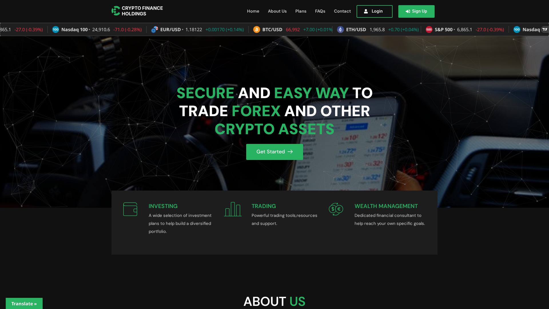 Screenshot of cryptofinanceholdings.com
