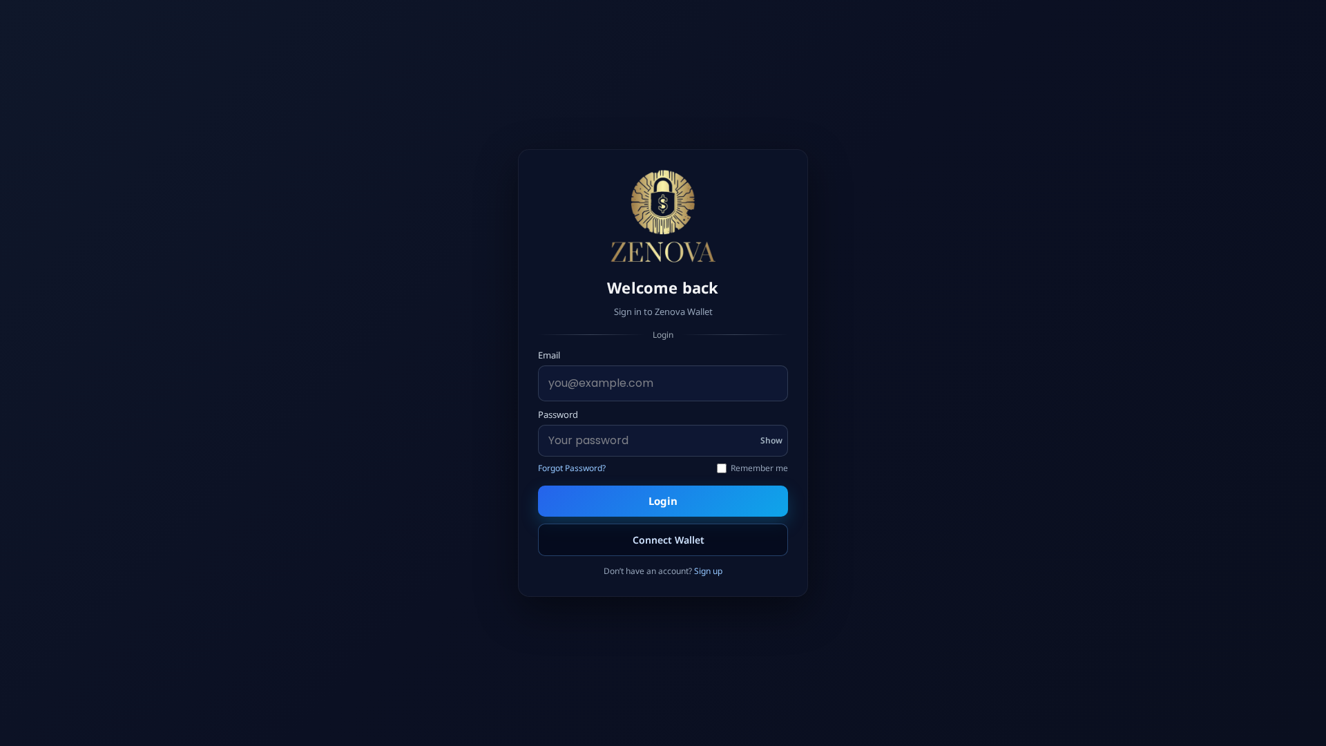 Screenshot of zenovawallet.com