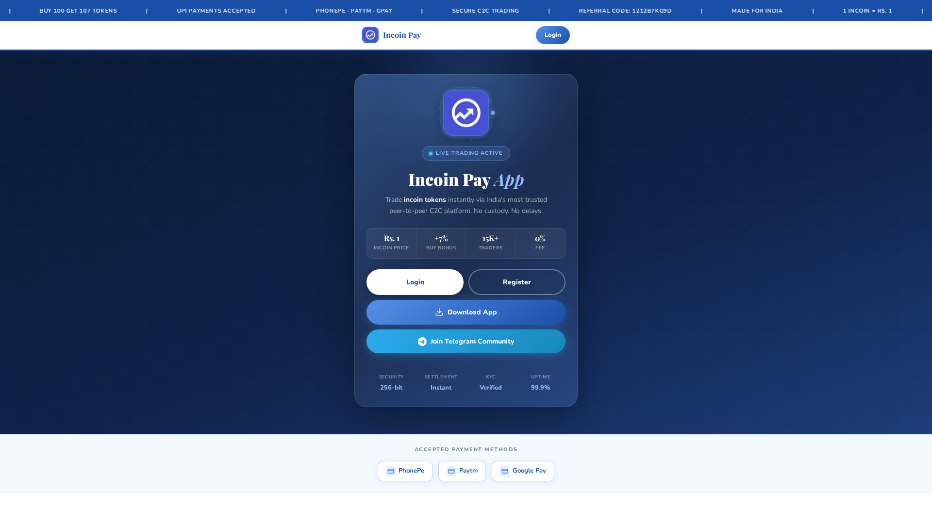 Screenshot of incoinpay.co