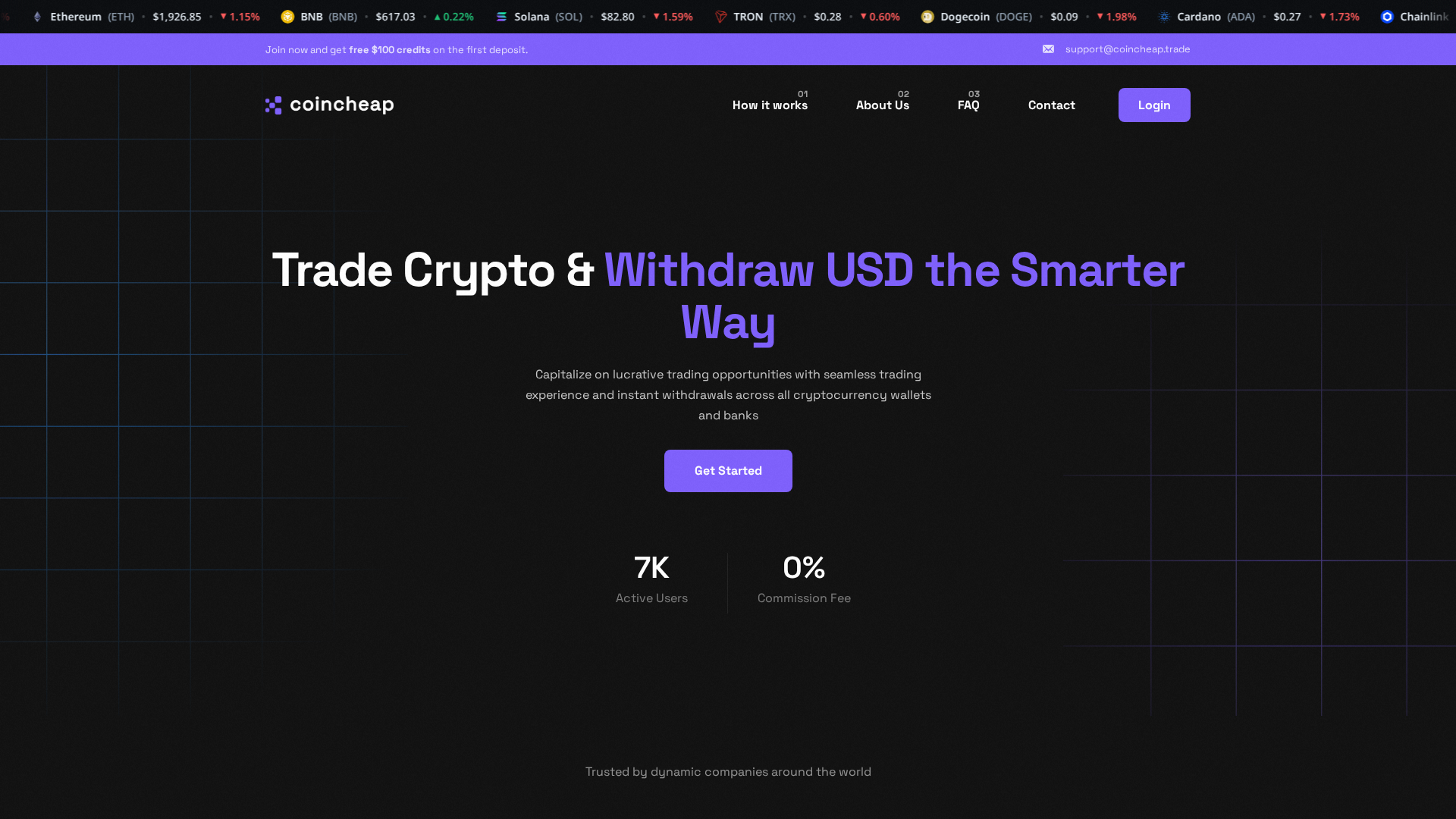 Screenshot of coincheap.trade