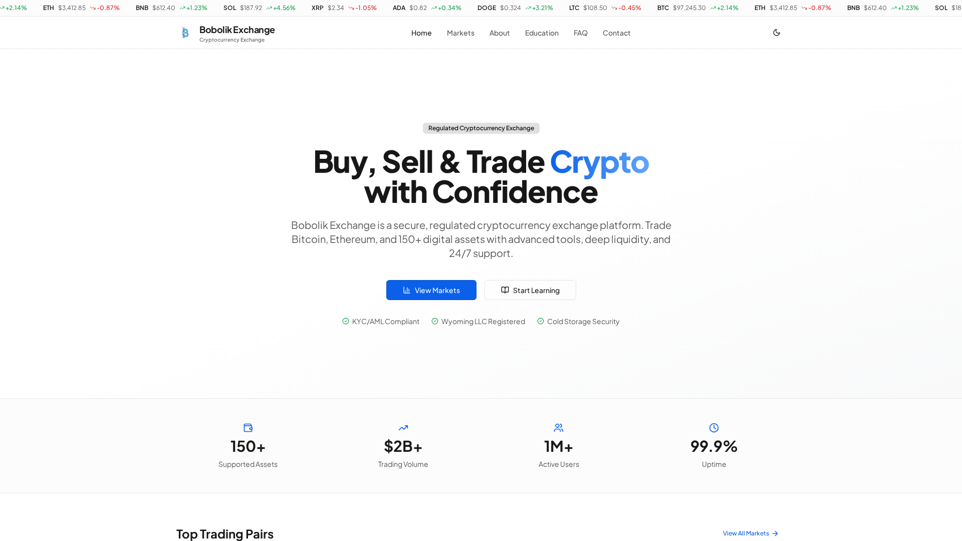 Screenshot of bobolik-exchange.com