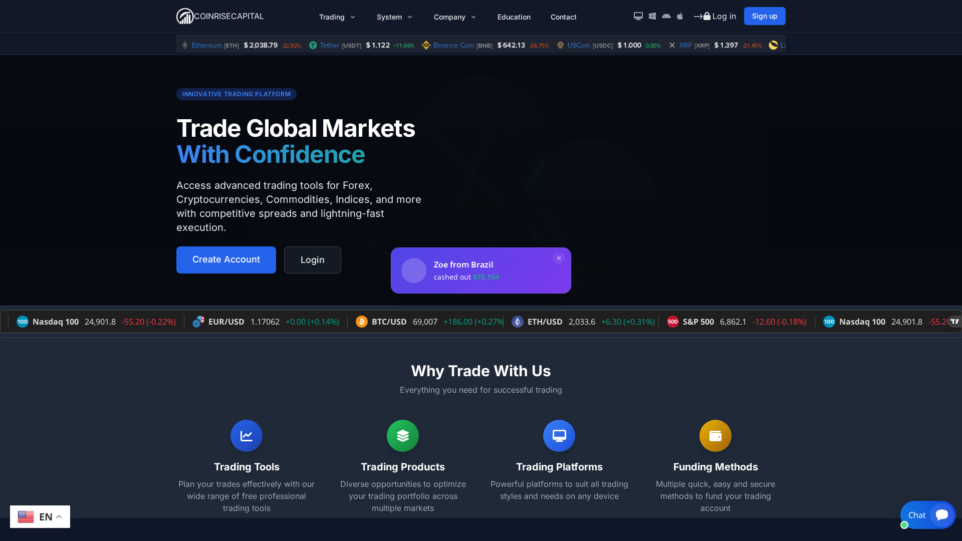 Screenshot of coinrisecapital.live