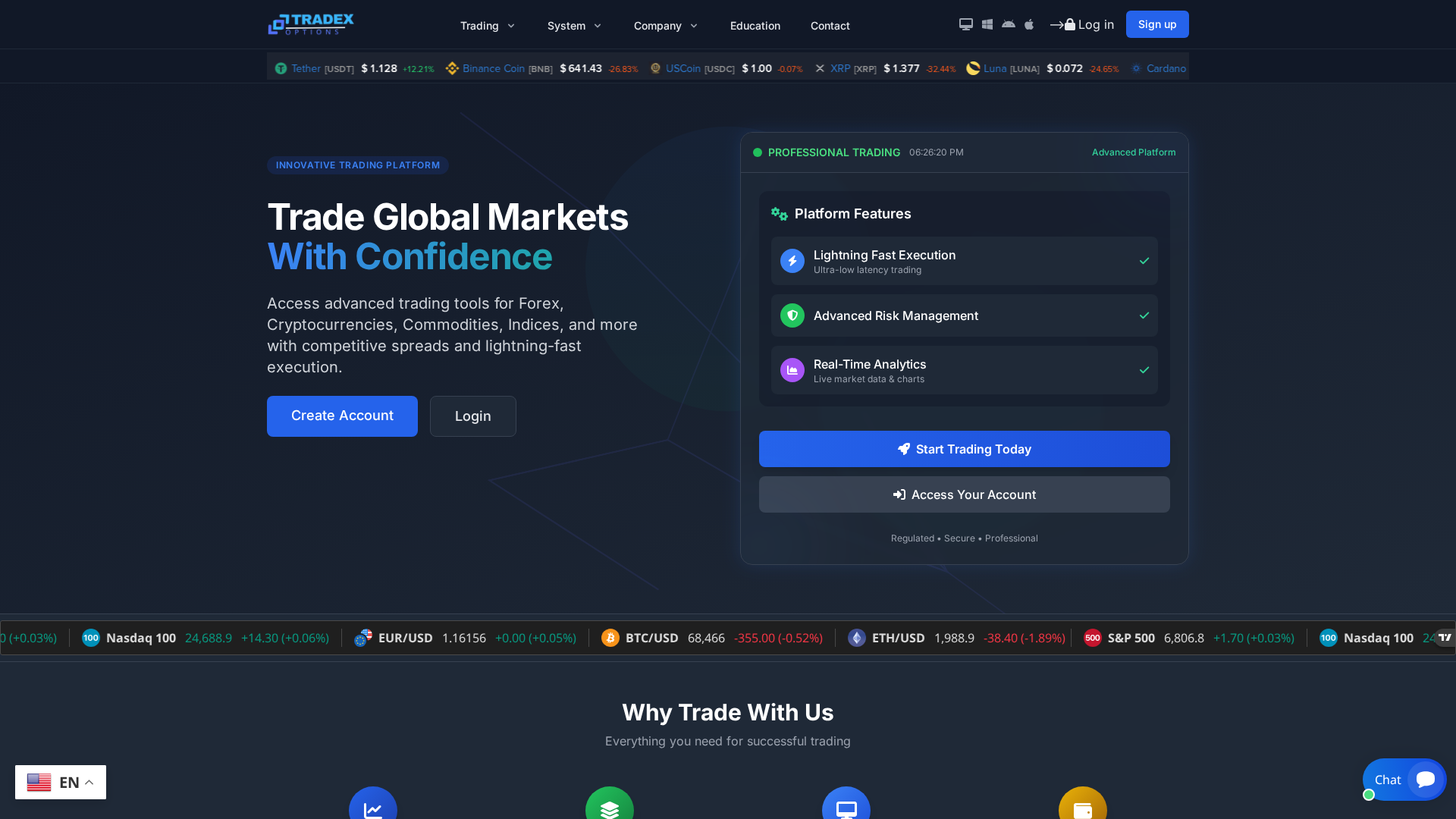 Screenshot of tradexsoptions.com