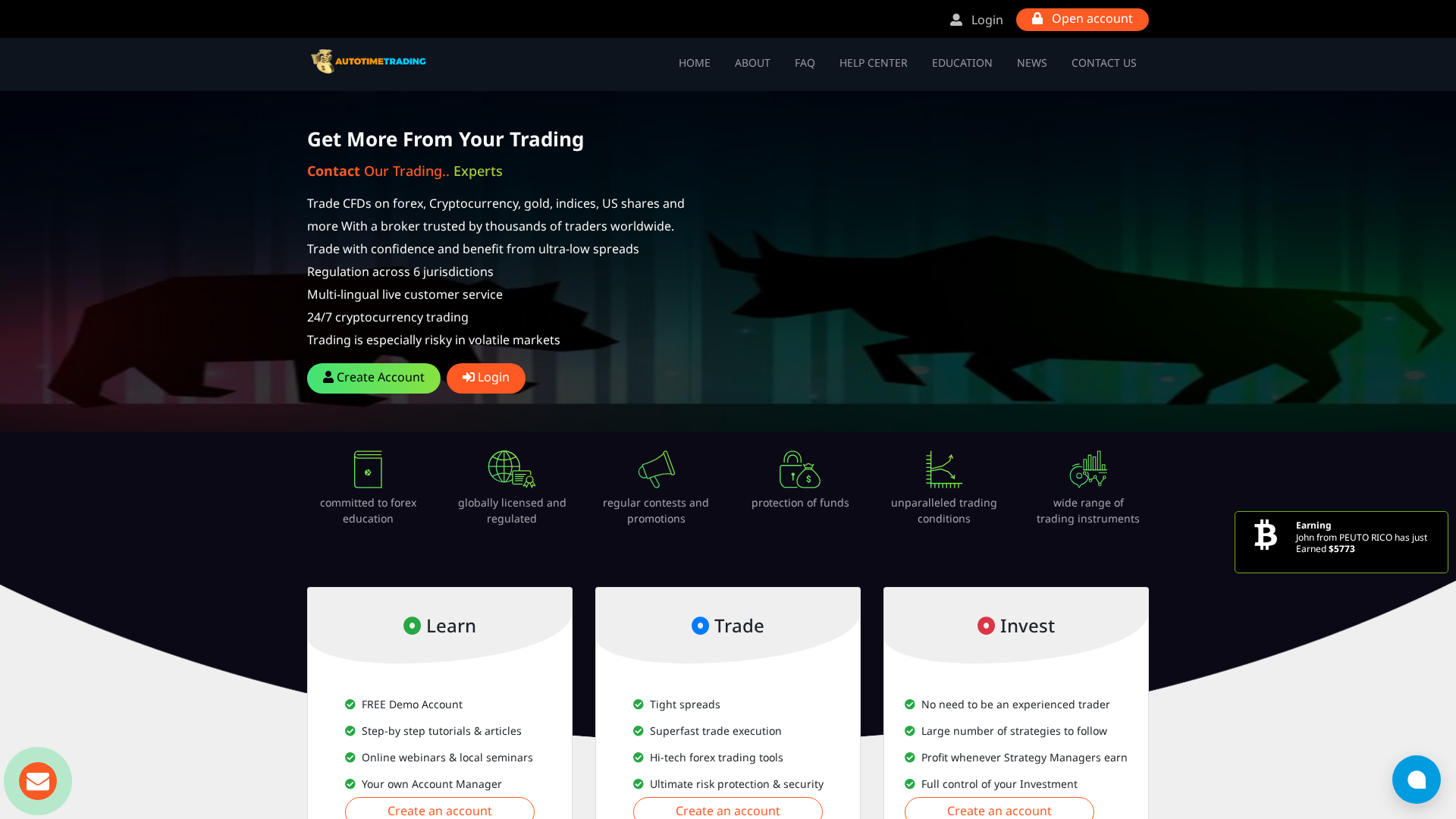 Screenshot of autotimetrading.com