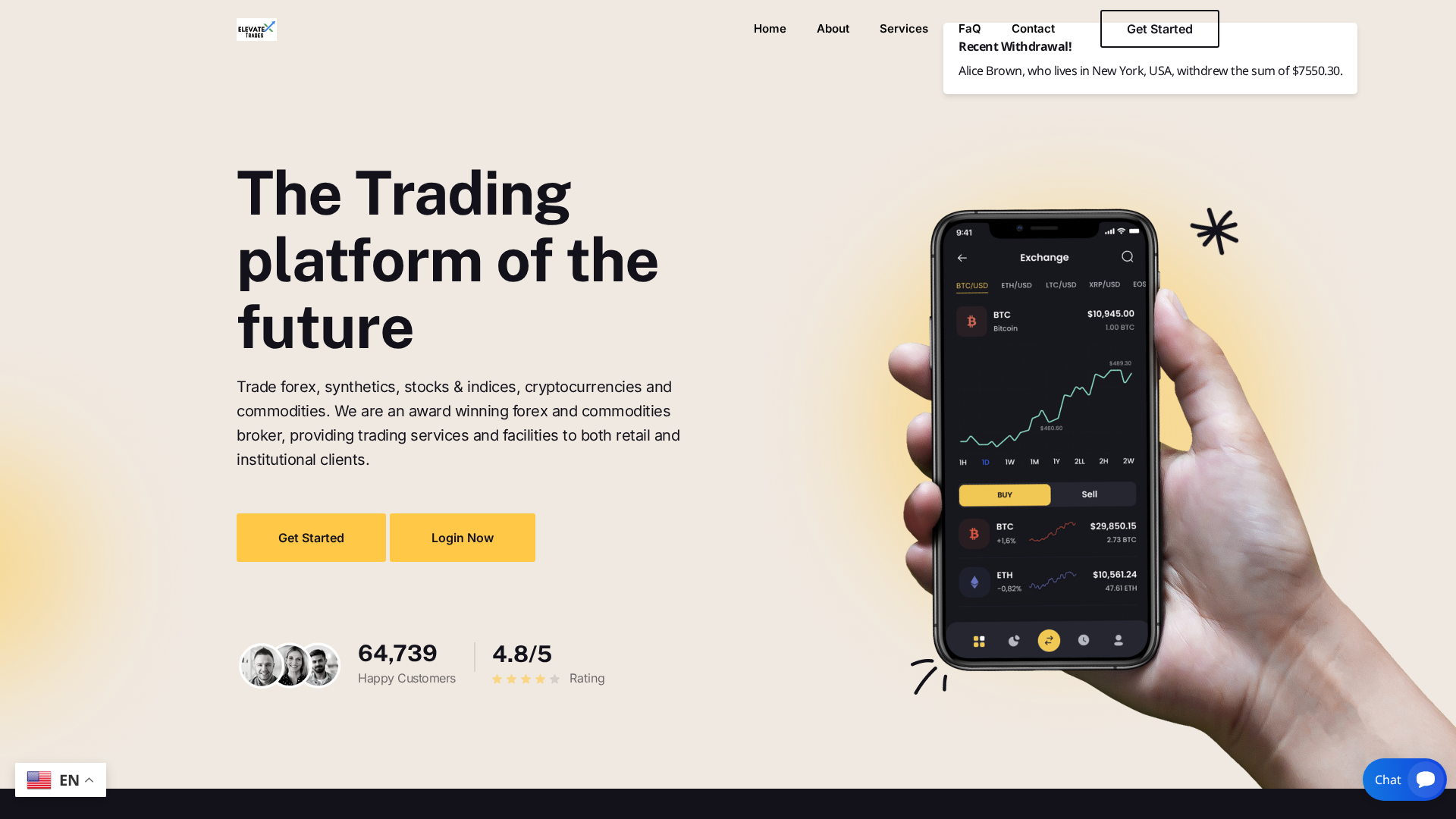 Screenshot of elevatextrades.com