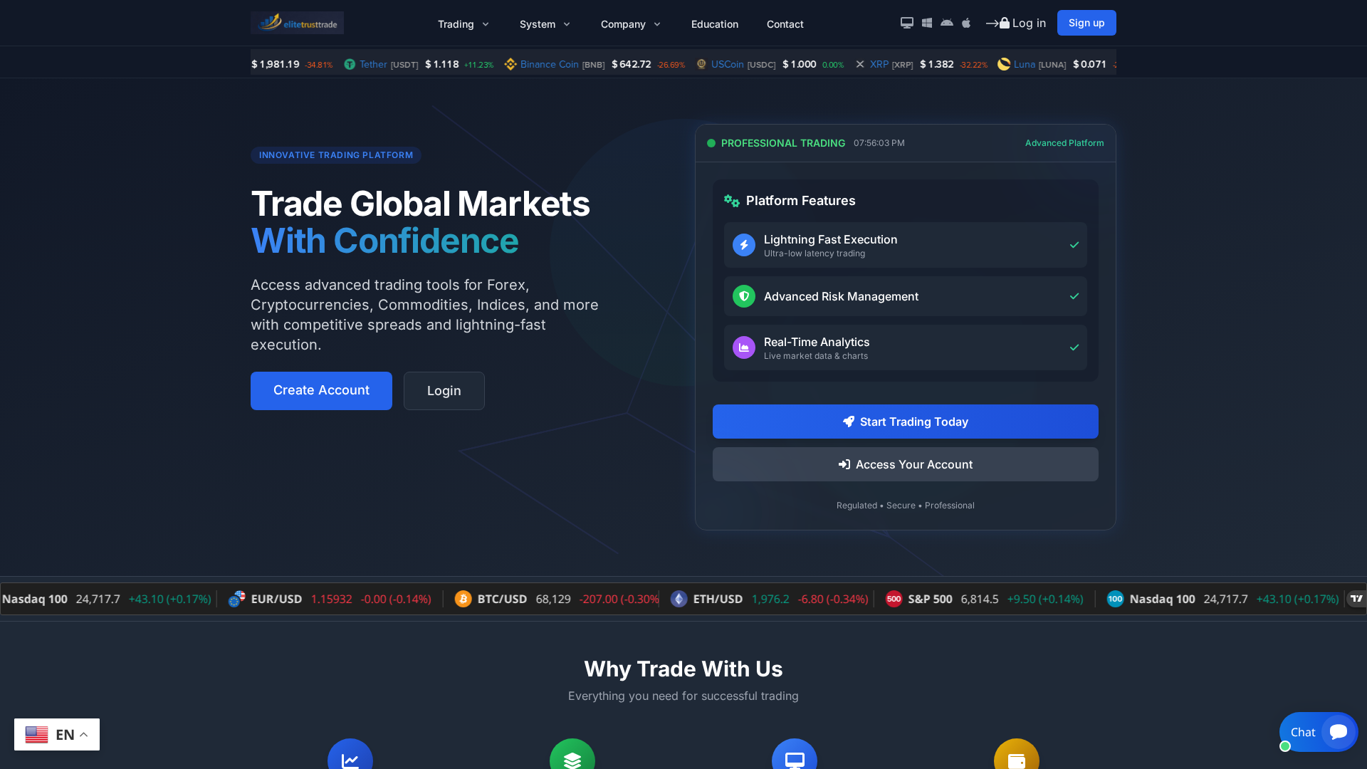 Screenshot of elitetrustrade.com