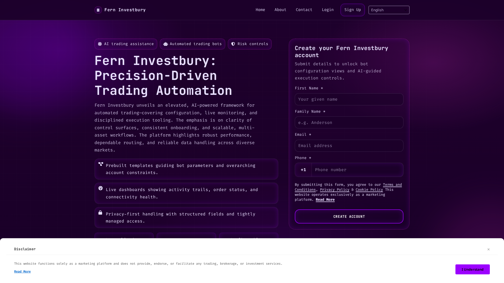Screenshot of fern-investbury-platform.icu