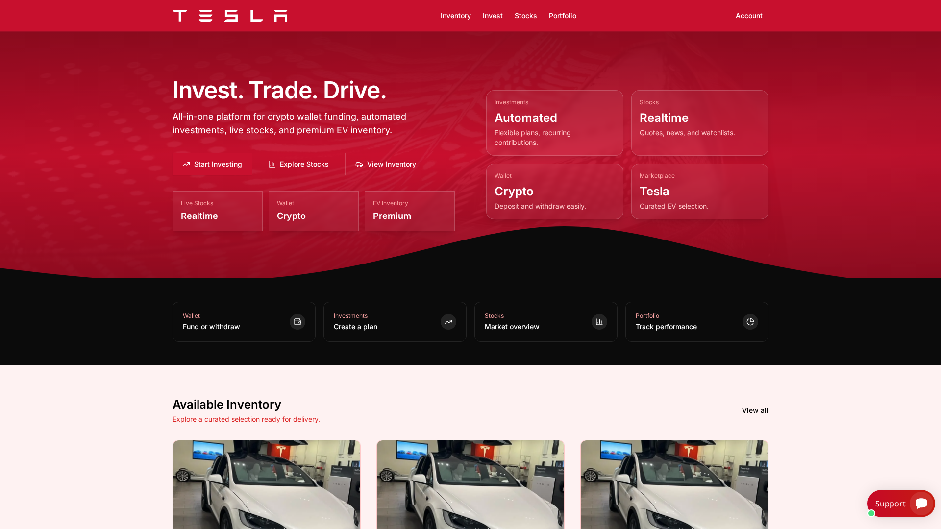 Screenshot of teslaevstock.com