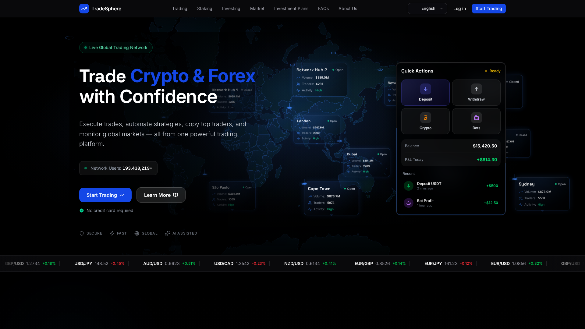 Screenshot of tradesphere.today