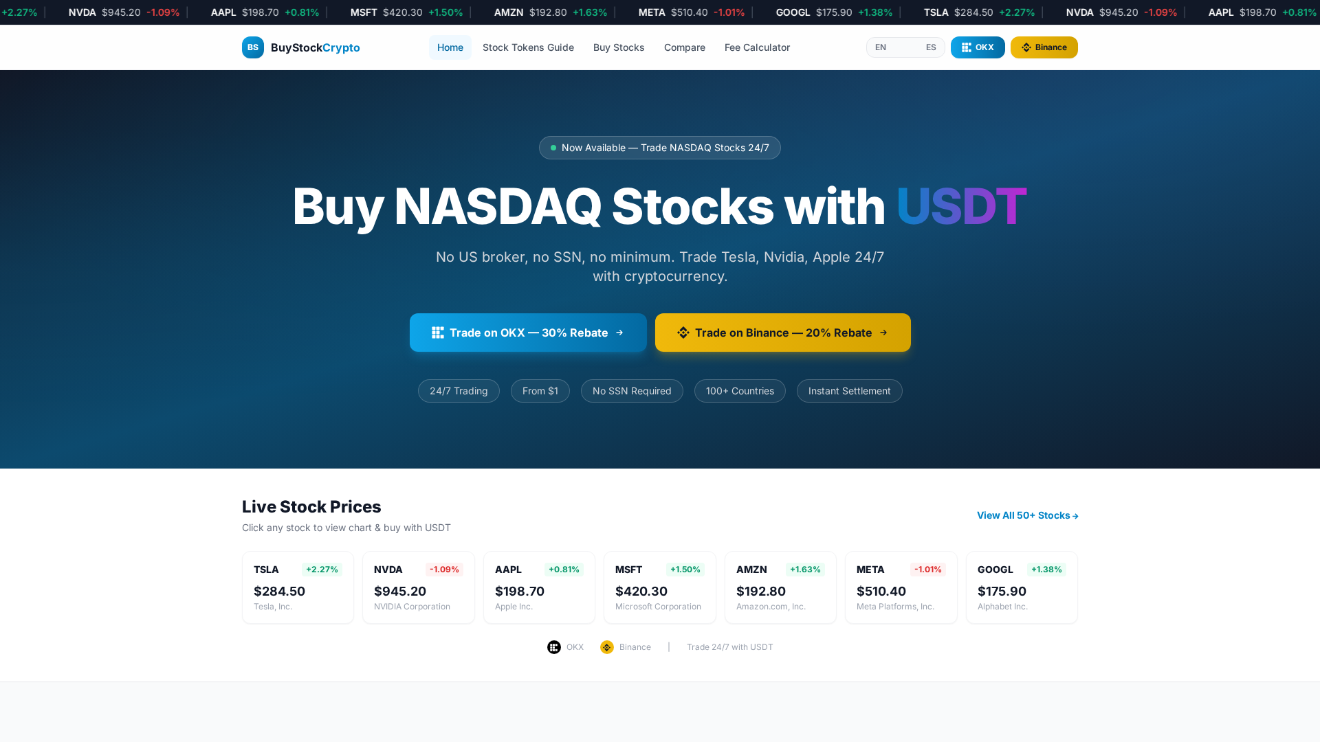 Screenshot of buystockcrypto.com