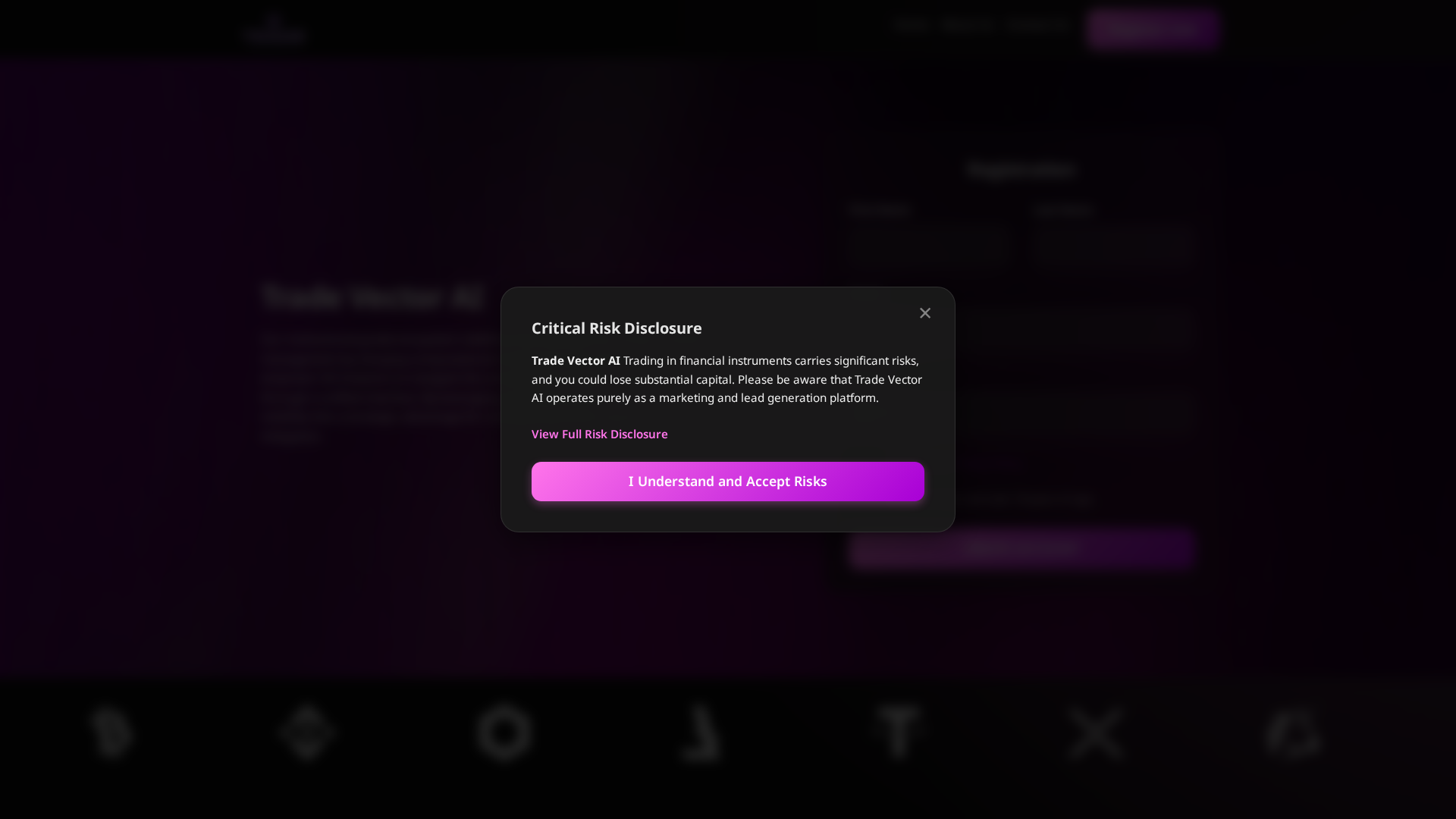 Screenshot of tradevector-ai.cloud