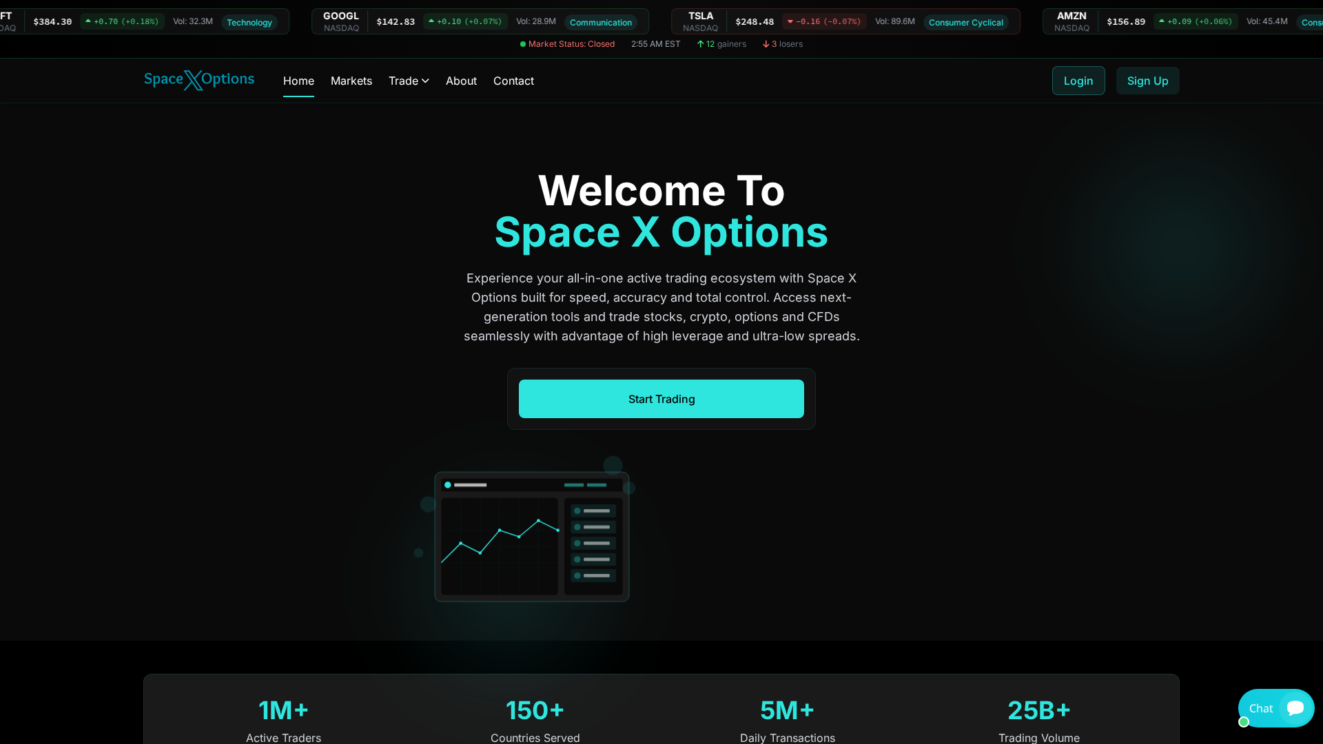 Screenshot of spacexoption.com