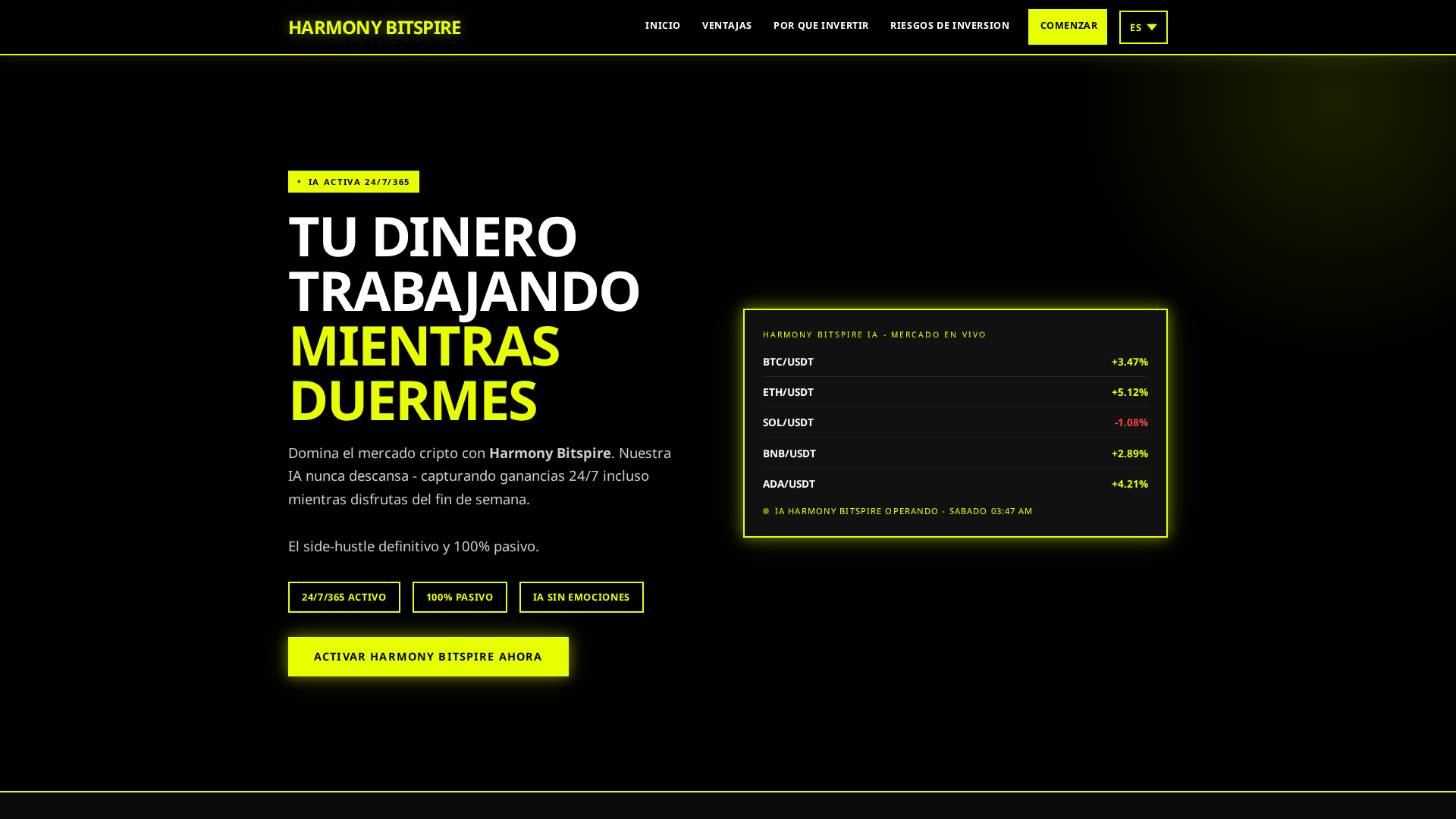 Screenshot of harmonybitspirepro.com