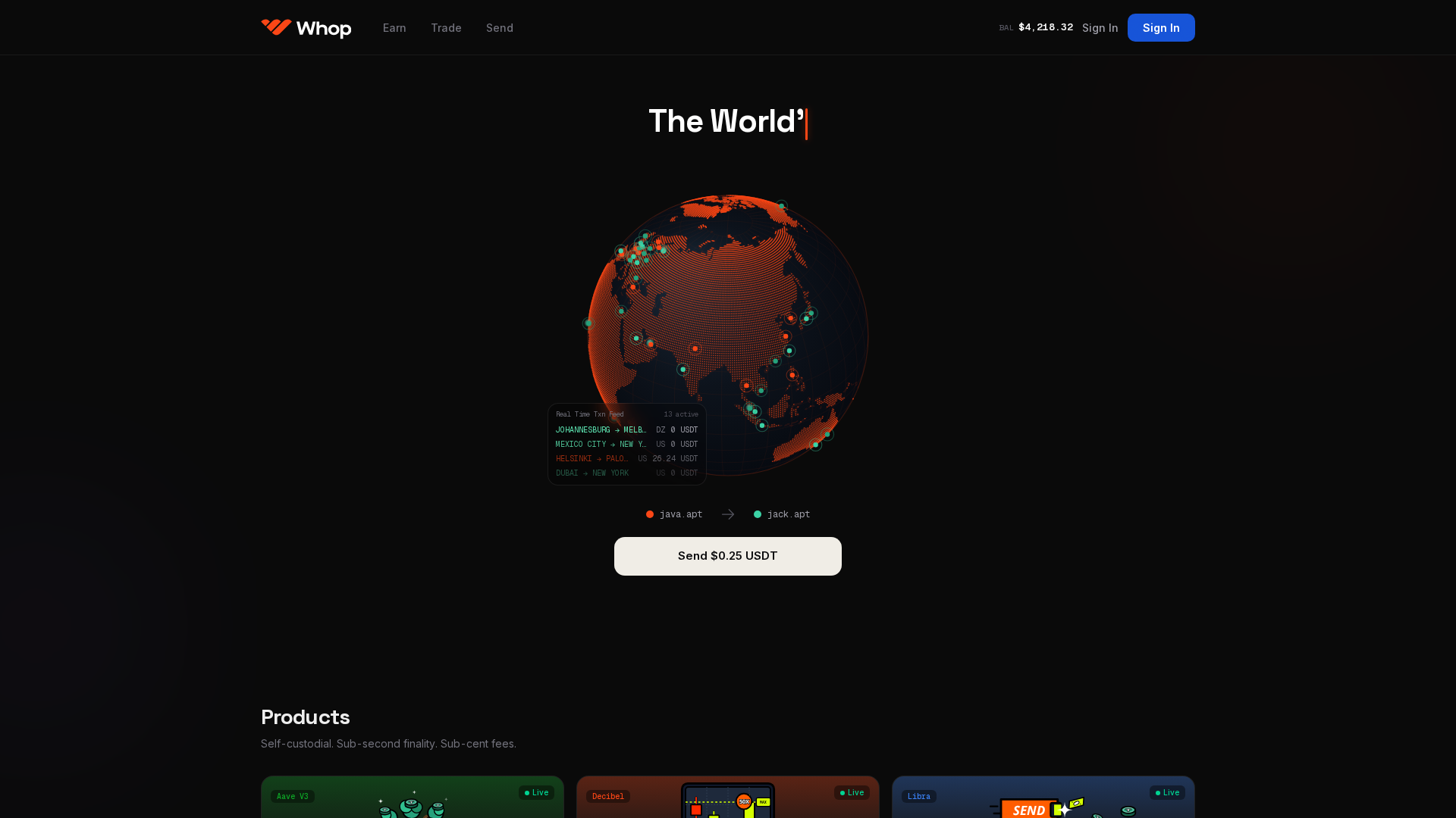 Screenshot of whop.finance