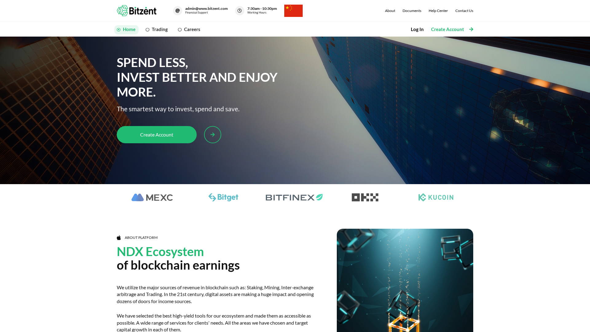 Screenshot of bitzent.com