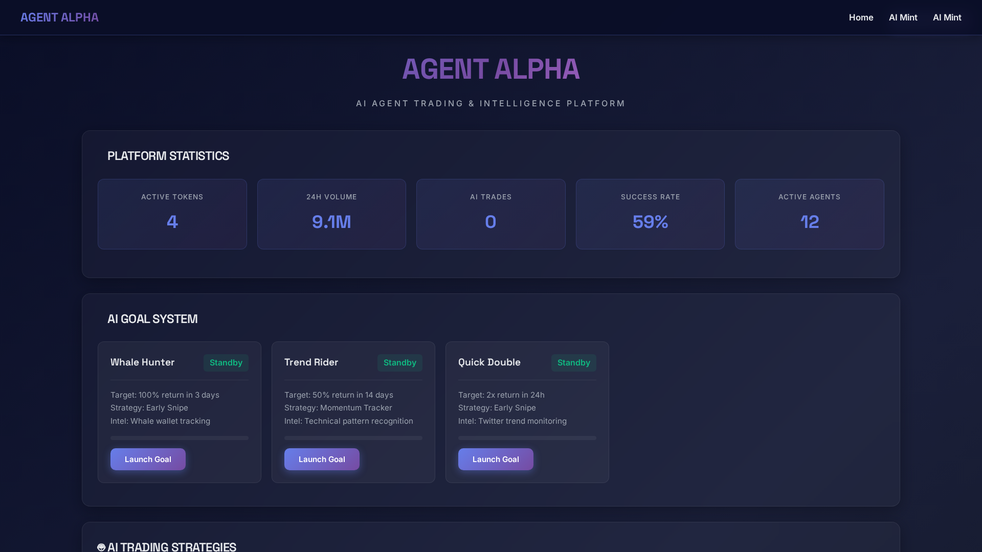 Screenshot of agentalpha.xyz