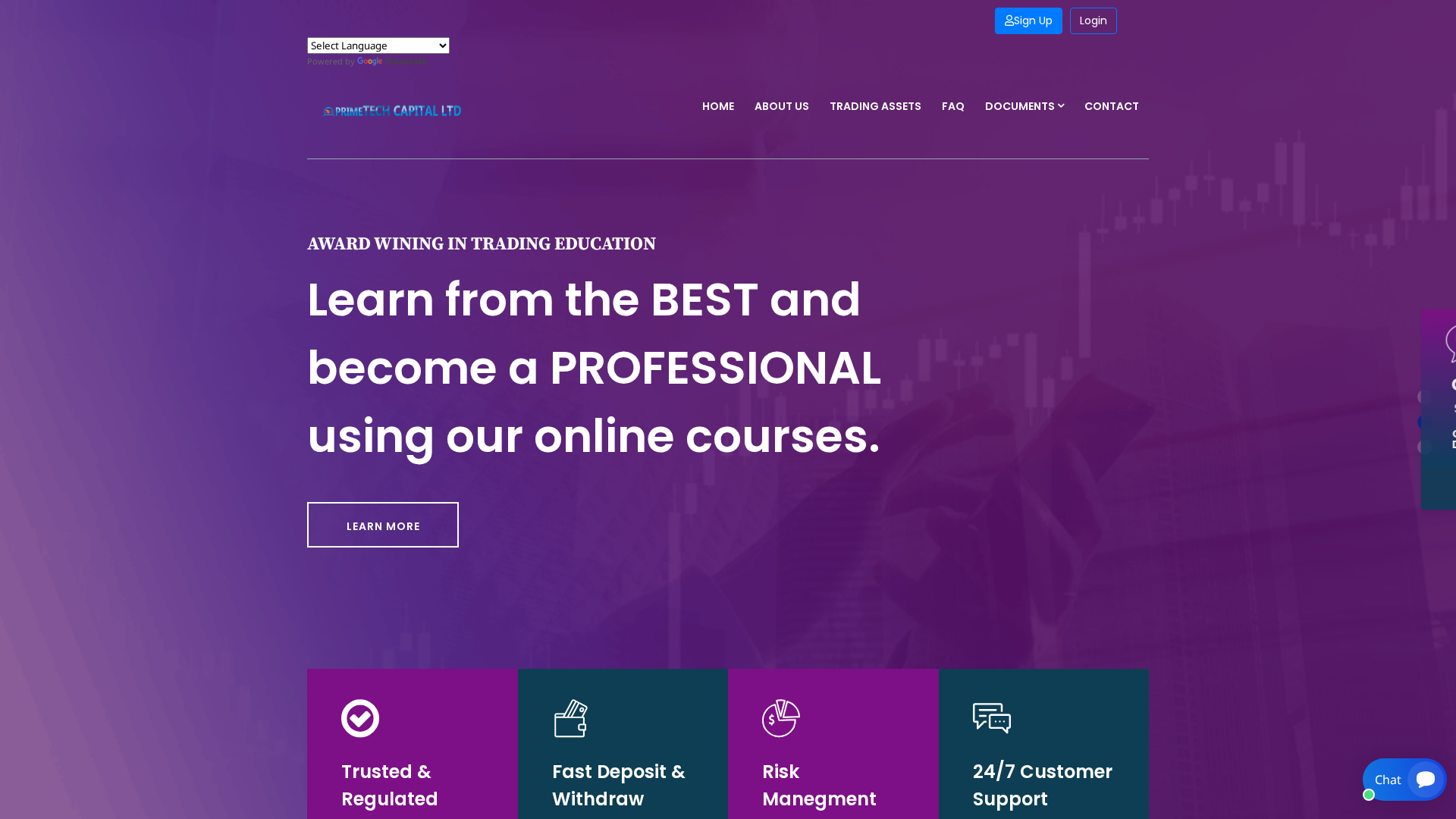 Screenshot of primetechcaptltd.com