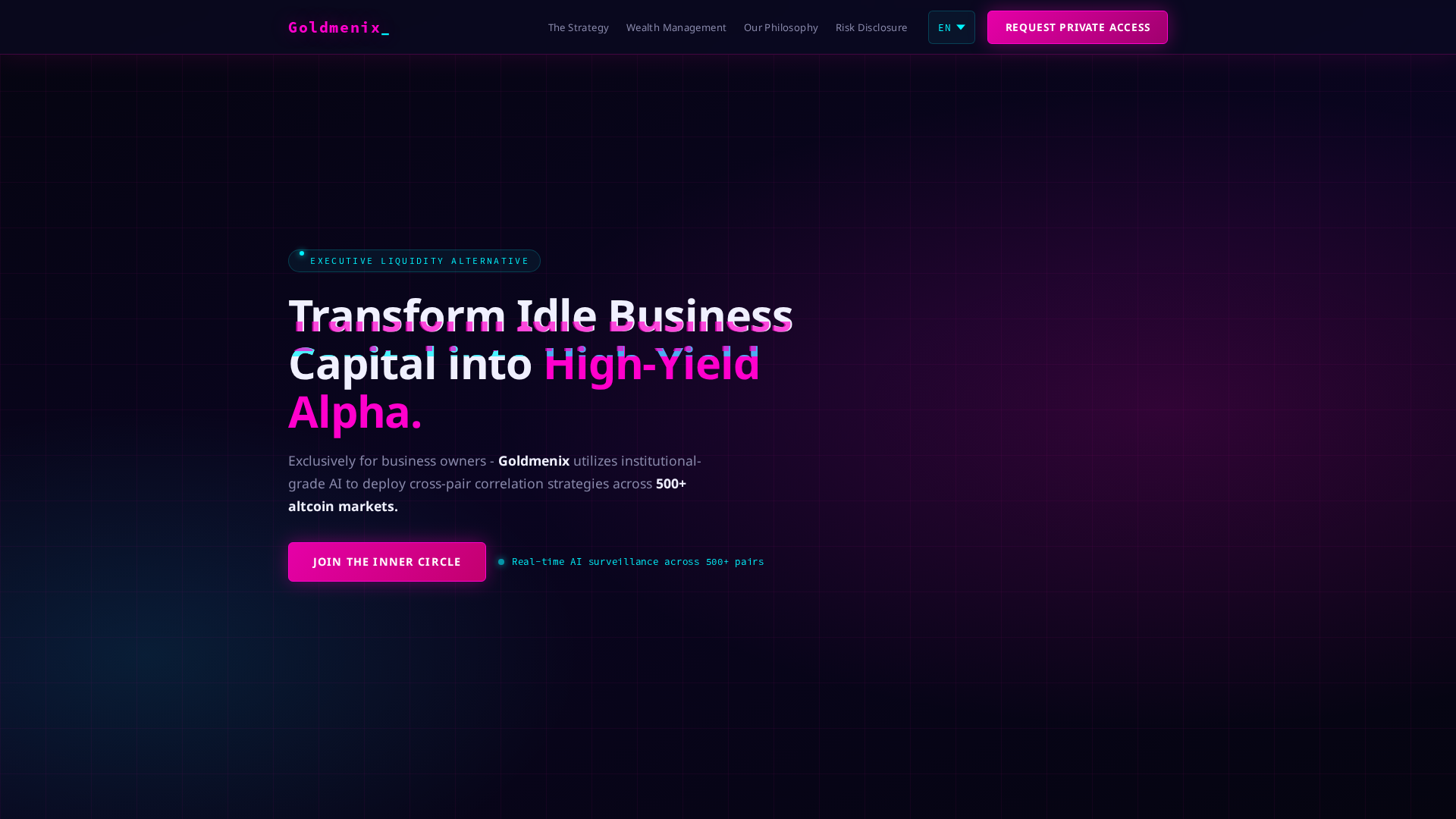 Screenshot of goldmenixplatform.com