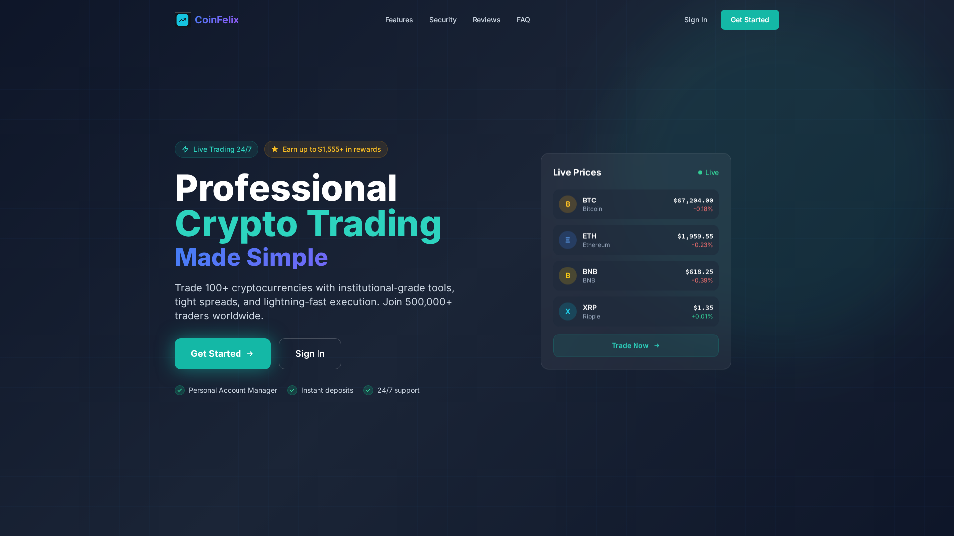 Screenshot of coinfelix.com