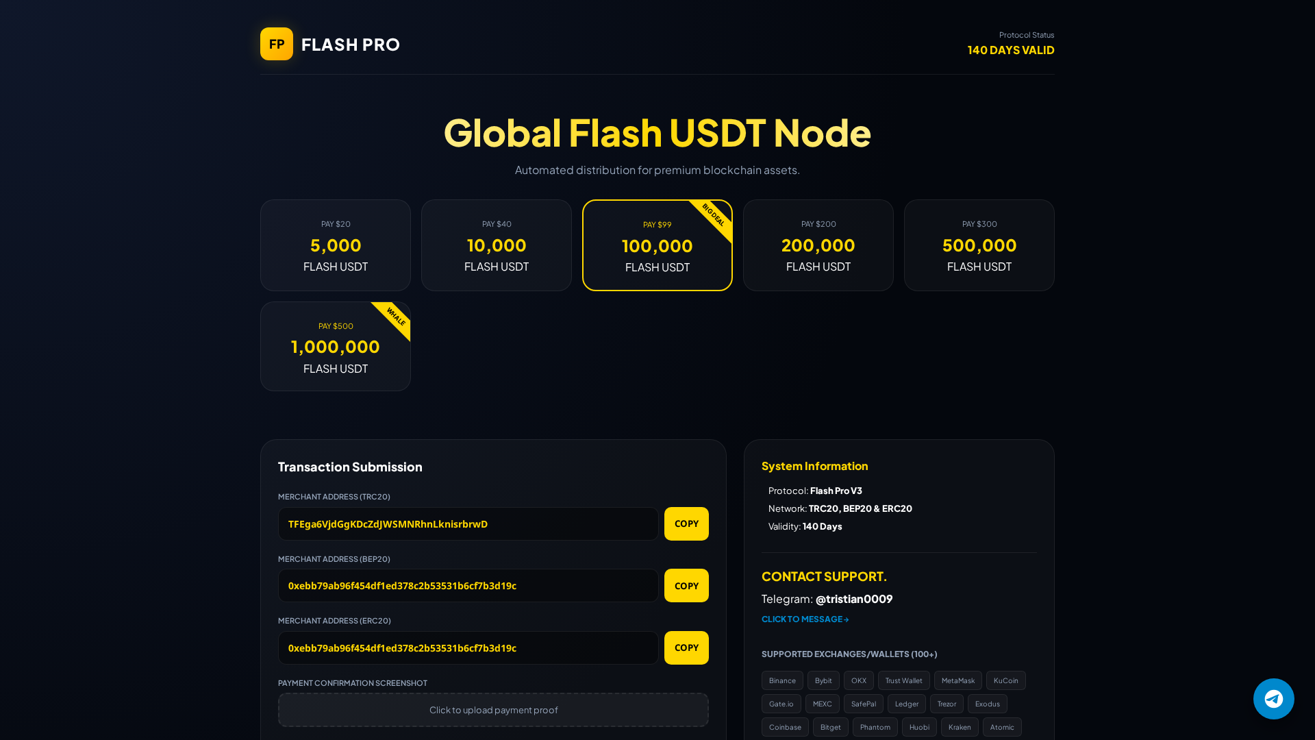 Screenshot of usdtflashpro.shop