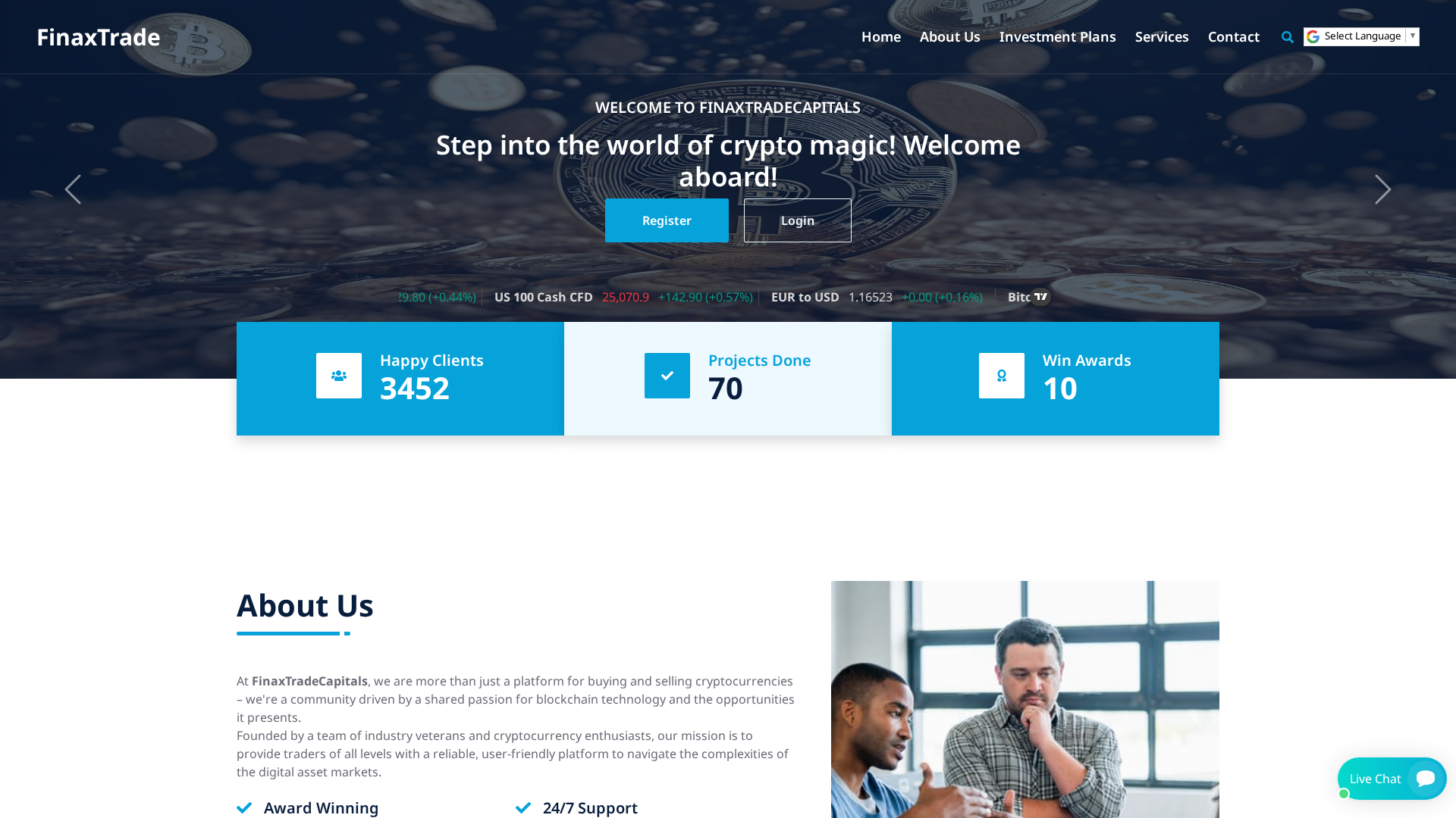 Screenshot of finaxtradescapitals.com