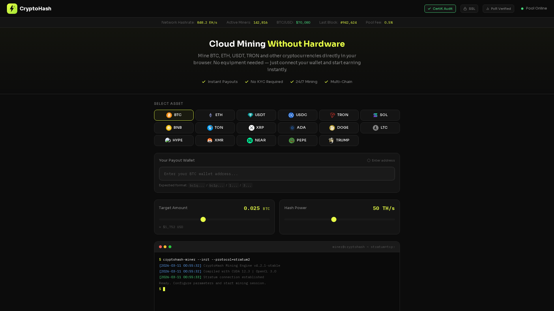 Screenshot of cryptohash.ink